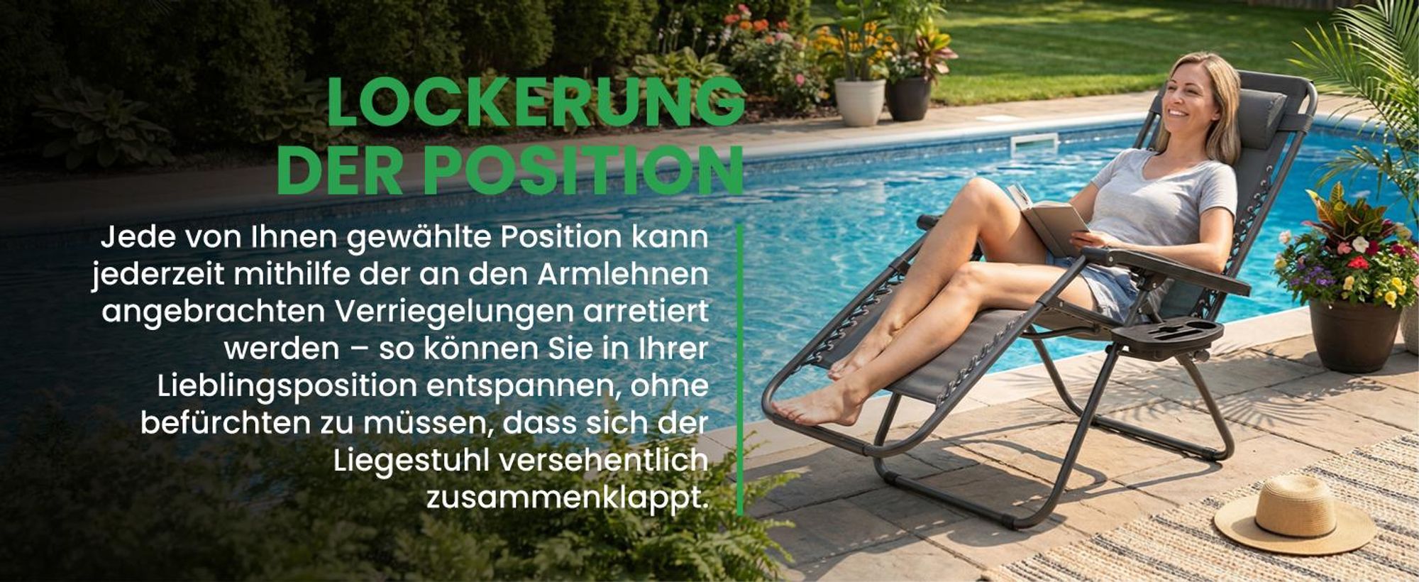 Garten Liegestuhl klappbare Grau verriegeln Strand