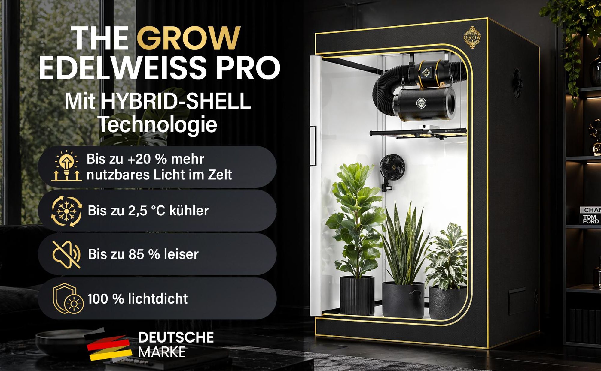 EDELWEISS PRO Growzelt mit Hybrid-Shell: mehr Licht, weniger Wärme und Geräusche.