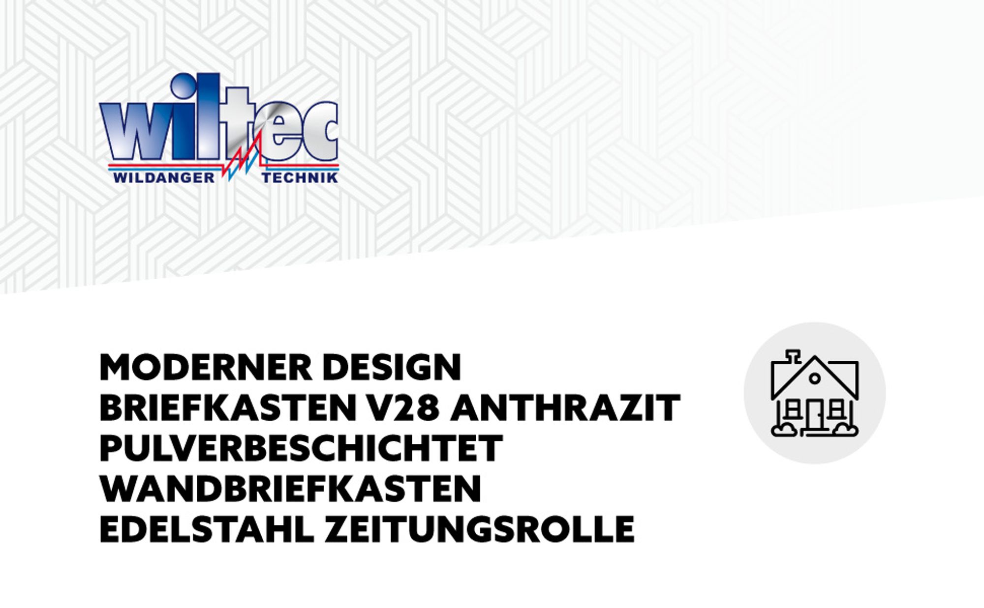 Wiltec Designer Briefkasten V28 Anthrazit und Edelstahl 370 x 102 x 370 mm, Wandbriefkasten mit Schloss, Sichtfenstern und Zeitungsrolle, Postkasten aus pulverbeschichtetem Stahl