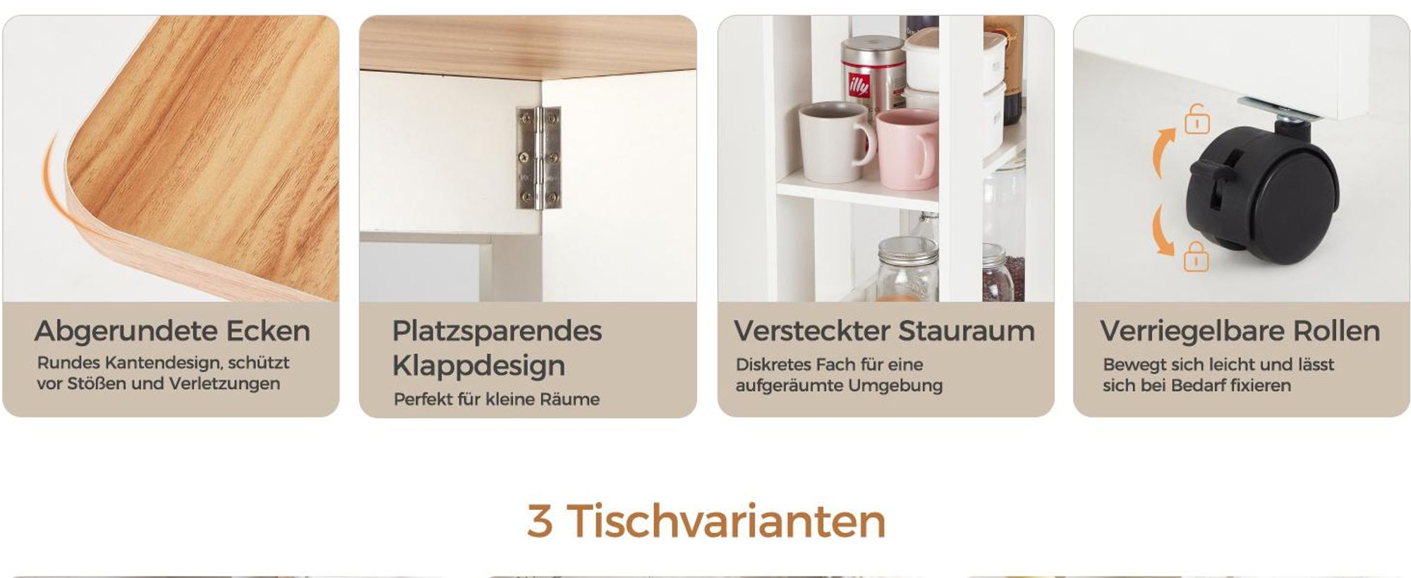 Mondeer 5-teilig Essgruppe Esstisch-Set Esszimmertisch mit Aufbewahrungshockern Weiche Kissen Sitzgruppe Weiß+Roteiche