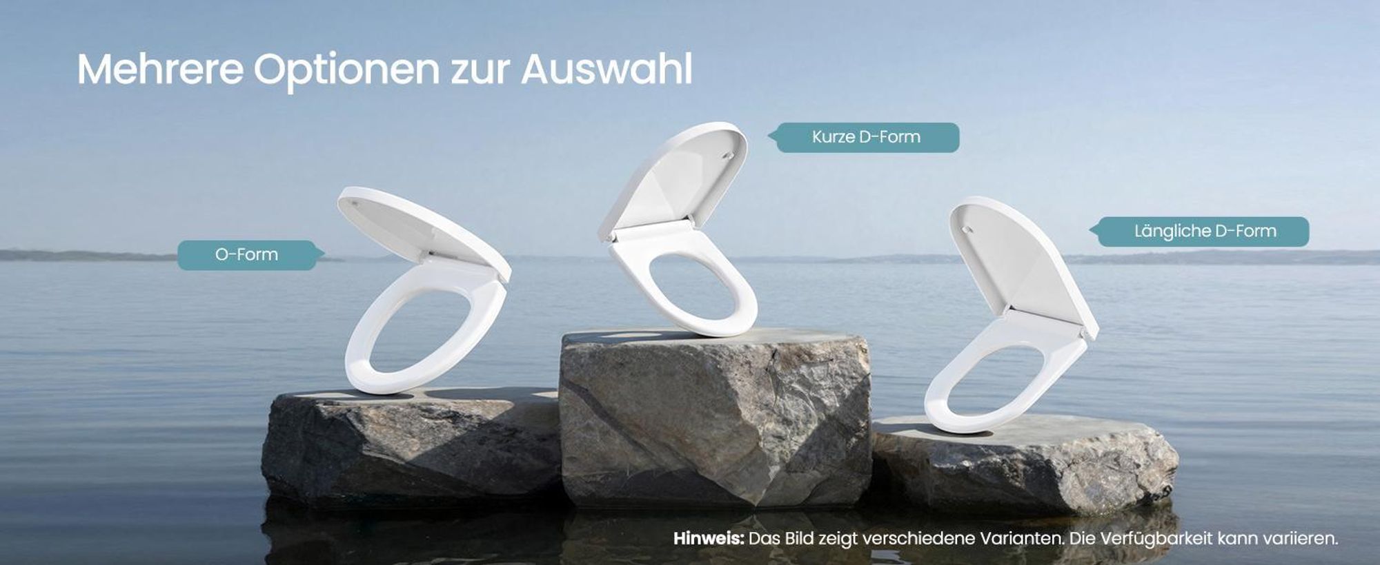 SONGMICS WC-Sitz lange D-Form, Absenkautomatik, Toilettendeckel, Griff, PP-Kunststoff, einfache Montage, bis 300 kg, weiß