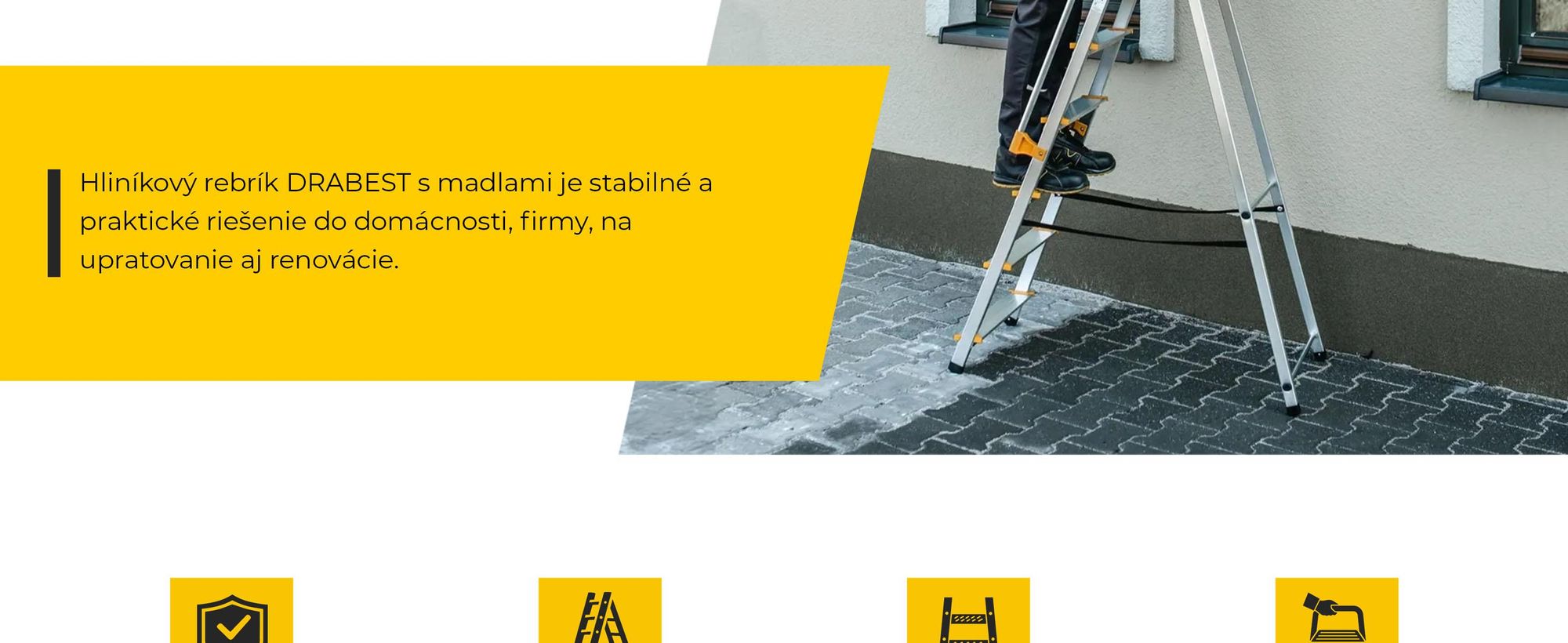 Drabest | Rebrík - 6 stupňov, nosnosť 150 kg - rebrík so zábradlím, hliníkový rebrík, protišmykové nohy, rebrík, skladací rebrík