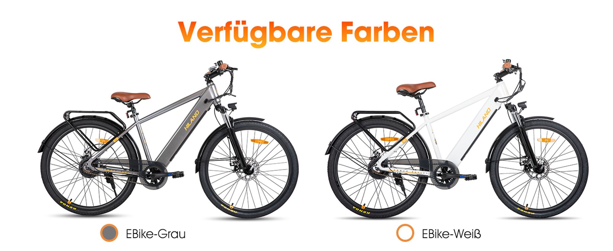 Hiland 26 Zoll 250W Elektro-Mountainbike, 36V 7.8Ah Akku, Elektrofahrrad für Männer Frauen mit Lampe, Gepäckträger, Stoßdämpfende Vorderradgabel, Weiß