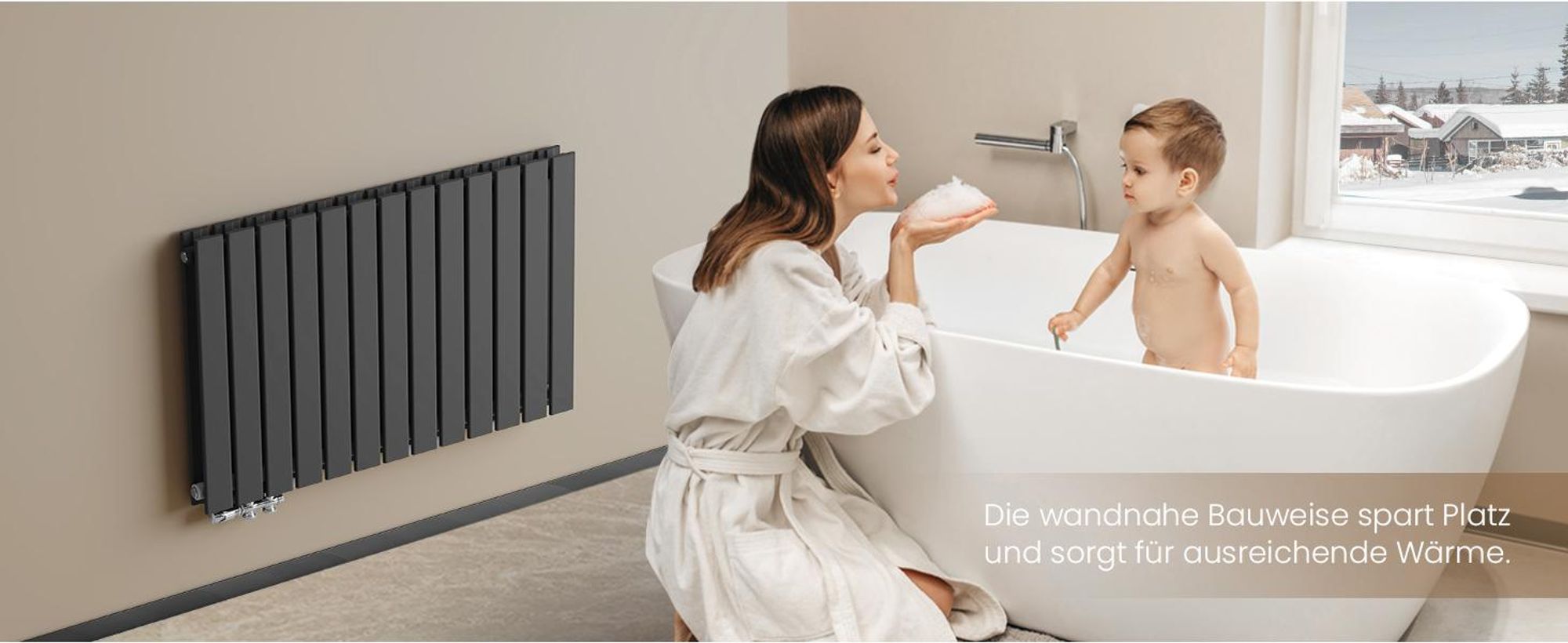 EMKE Design Paneelheizkörper Horizontal 630x1006mm 1308W Flachheizkörper Anthrazit Heizkörper Doppellagig SPCC-Stahl Seitenanschluss ohne Heizstab