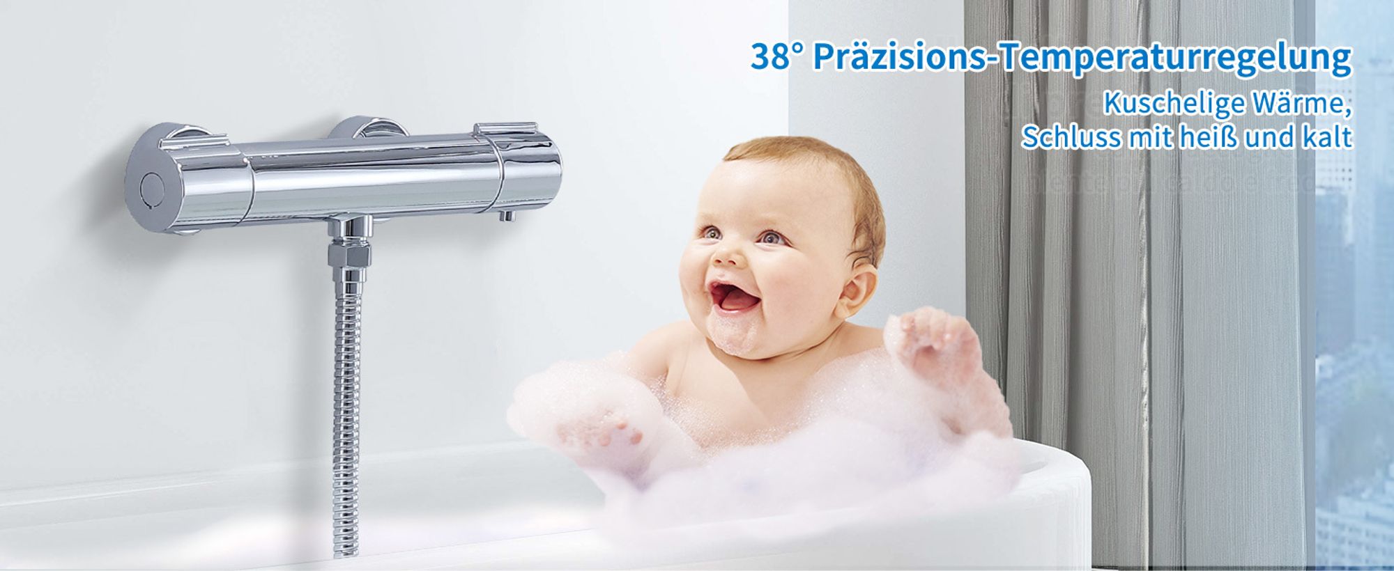 Duscharmatur mit Thermostat Chrom Mischbatterie Dusche mit 38°C Sicherheitstaste Duschthermostat Armatur Edelstahl Duscharmaturen Brausethermostat