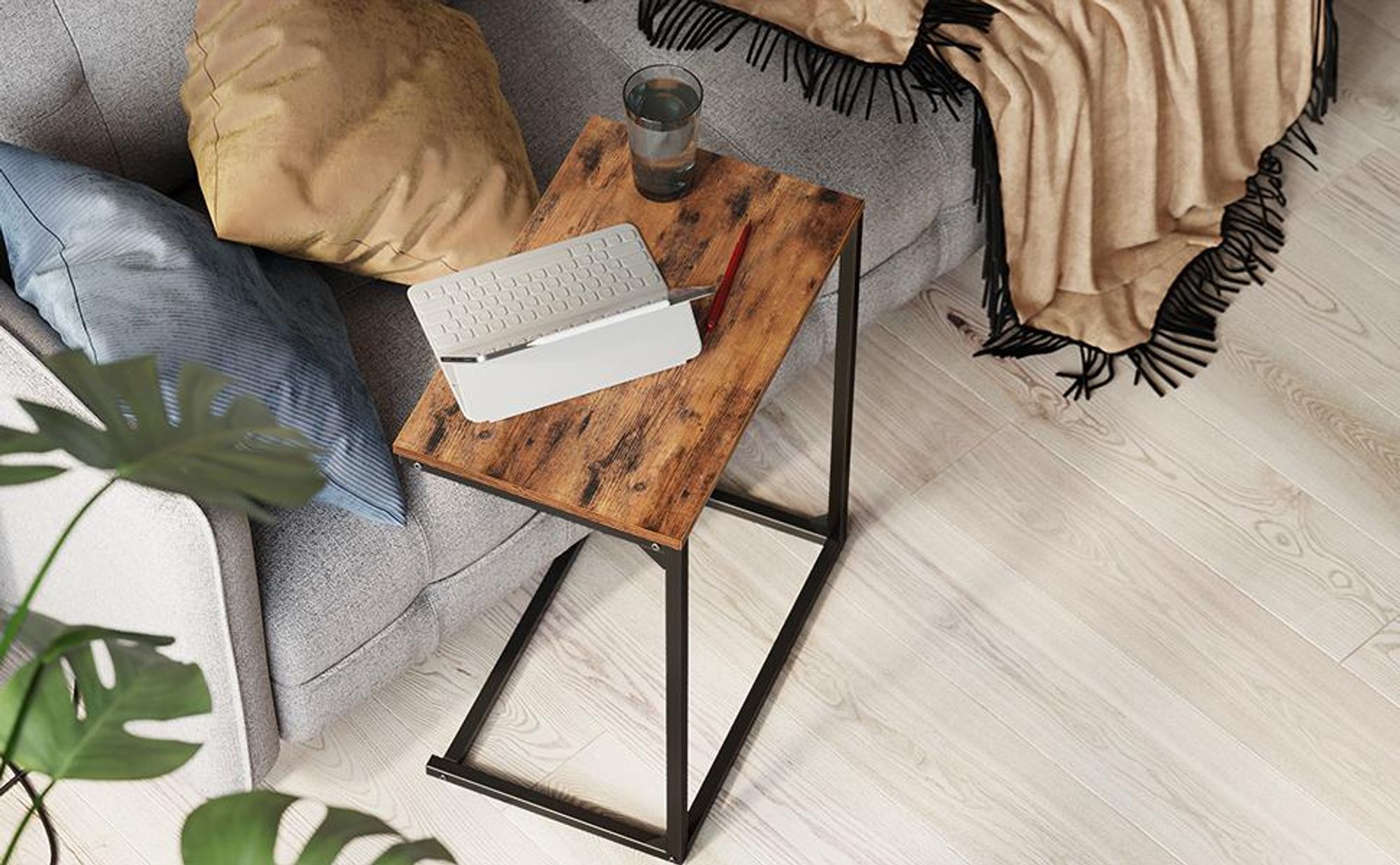 VASAGLE Beistelltisch, Couchtisch, Laptoptisch, einfacher Aufbau, stabil