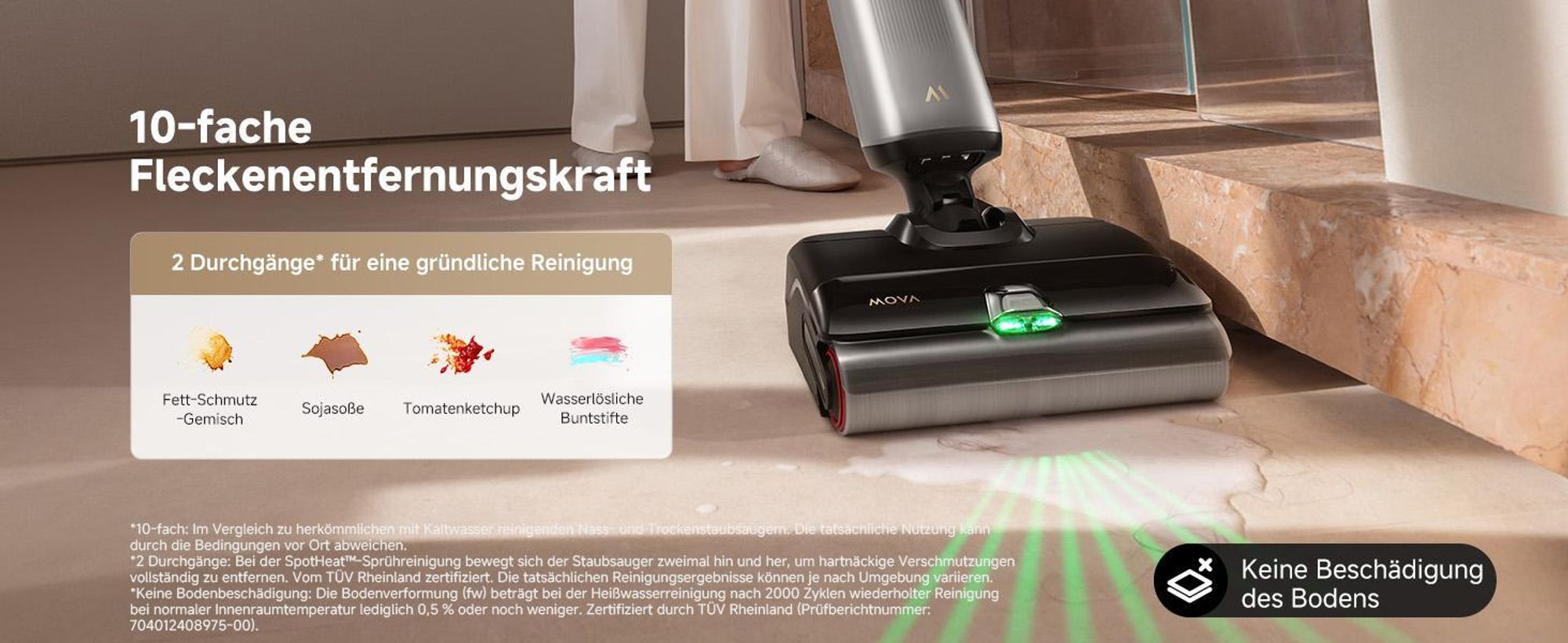 MOVA X4 Pro Nass-Trocken-Sauger, Heißwasser-Wischfunktion, Tangle-Free, Selbstreinigung bei 100 °C, 20 kPa Saugkraft, intelligente Saugkraftregelung