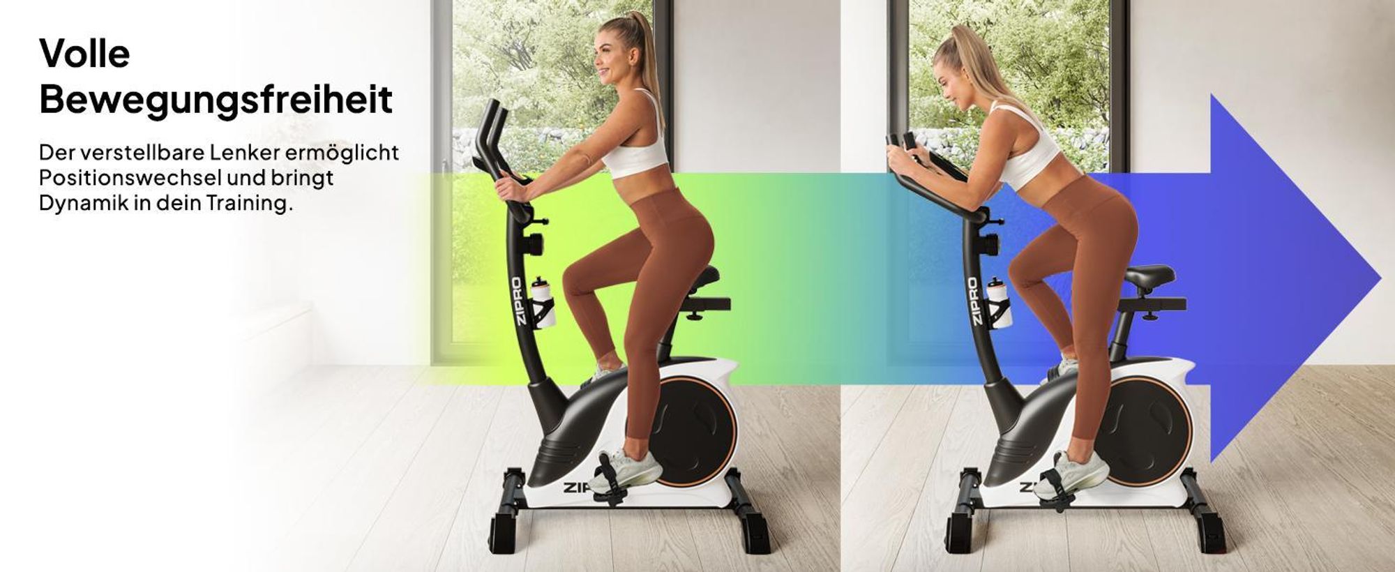 Zipro Heimtrainer Fahrrad Nitro RS – Magnetisches Fitnessbike bis 150kg Belastbar Hometrainer Leise mit Pulsmessung Verstellbarer Sattel & Lenker LCD