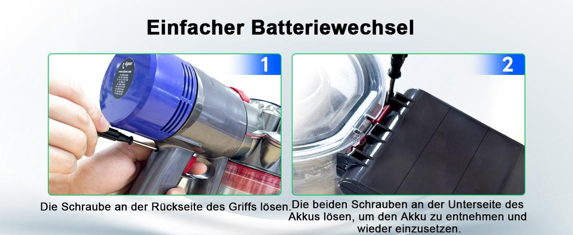 V8 Akku, V8-Ersatzakku, Ersatzakku für Dyson V8 SV10, Batterie für Dyson V8 Absolute Animal Fluffy Motorhead SV10 Schnurfreier Vakuum-Handstaubsauger