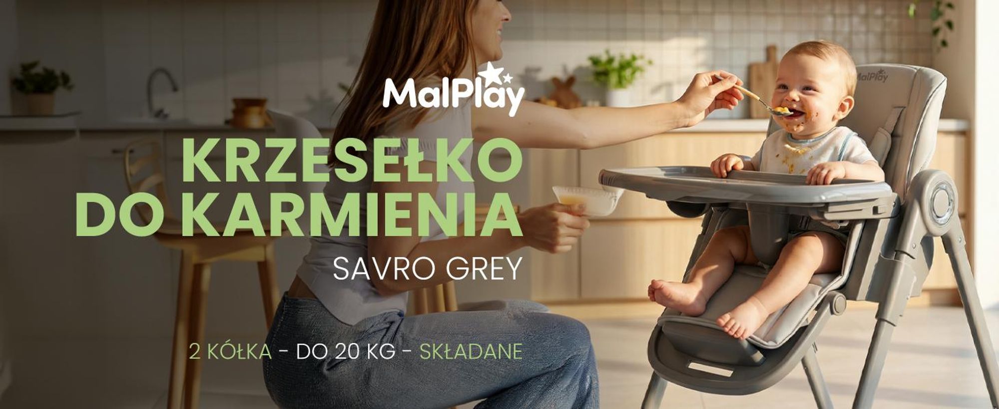 Składane plastikowe krzesełko do karmienia z tacką i pasami zabezpieczającymi do 20 kg