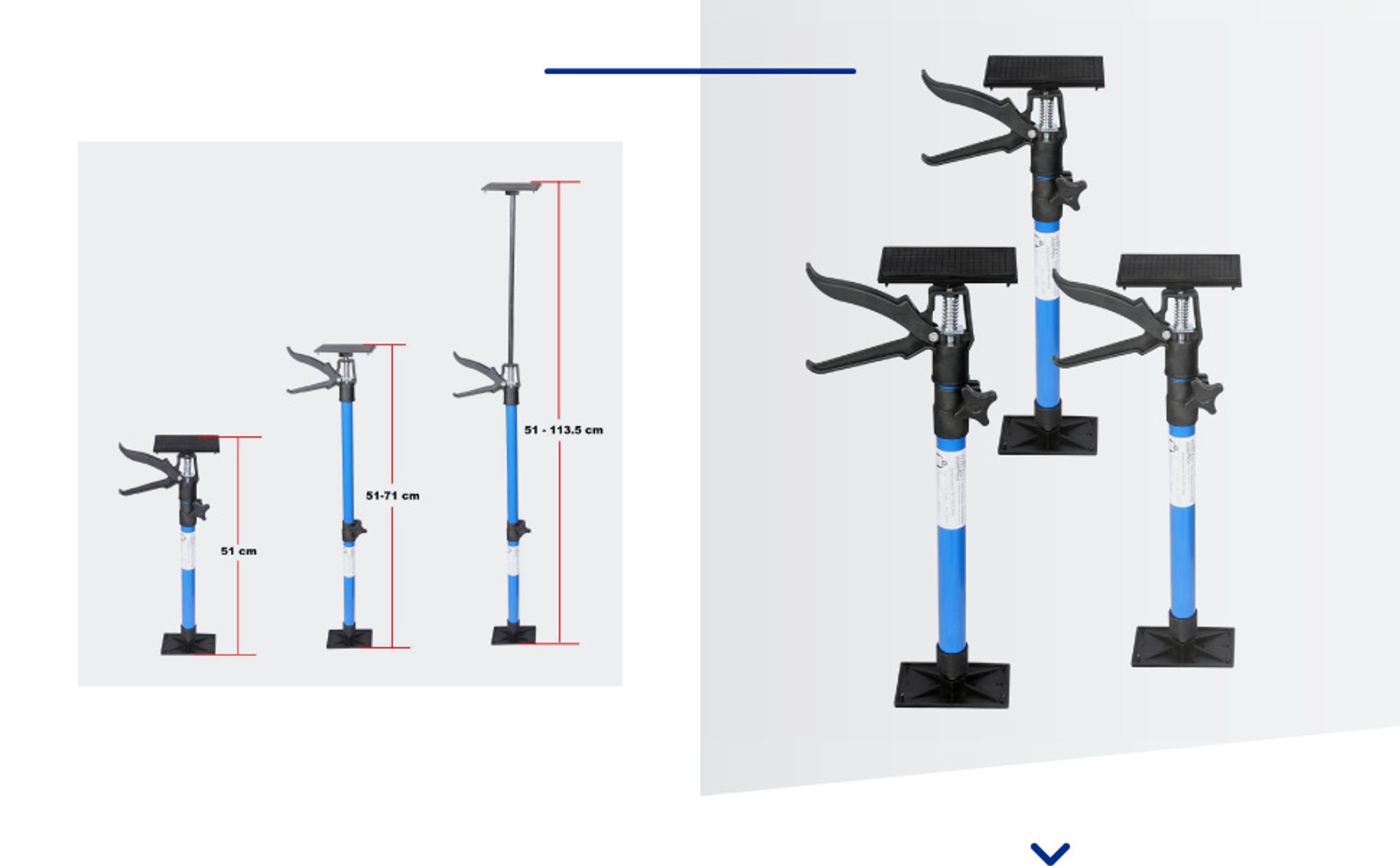 Wiltec Zargenspanner 3er Set, stufenlos 51-113,05 cm mit max. 30 kg Tragkraft, Türzargenspanner mit neigbaren Druckplatten, Montagestütze für Türrahmen, Türzargen