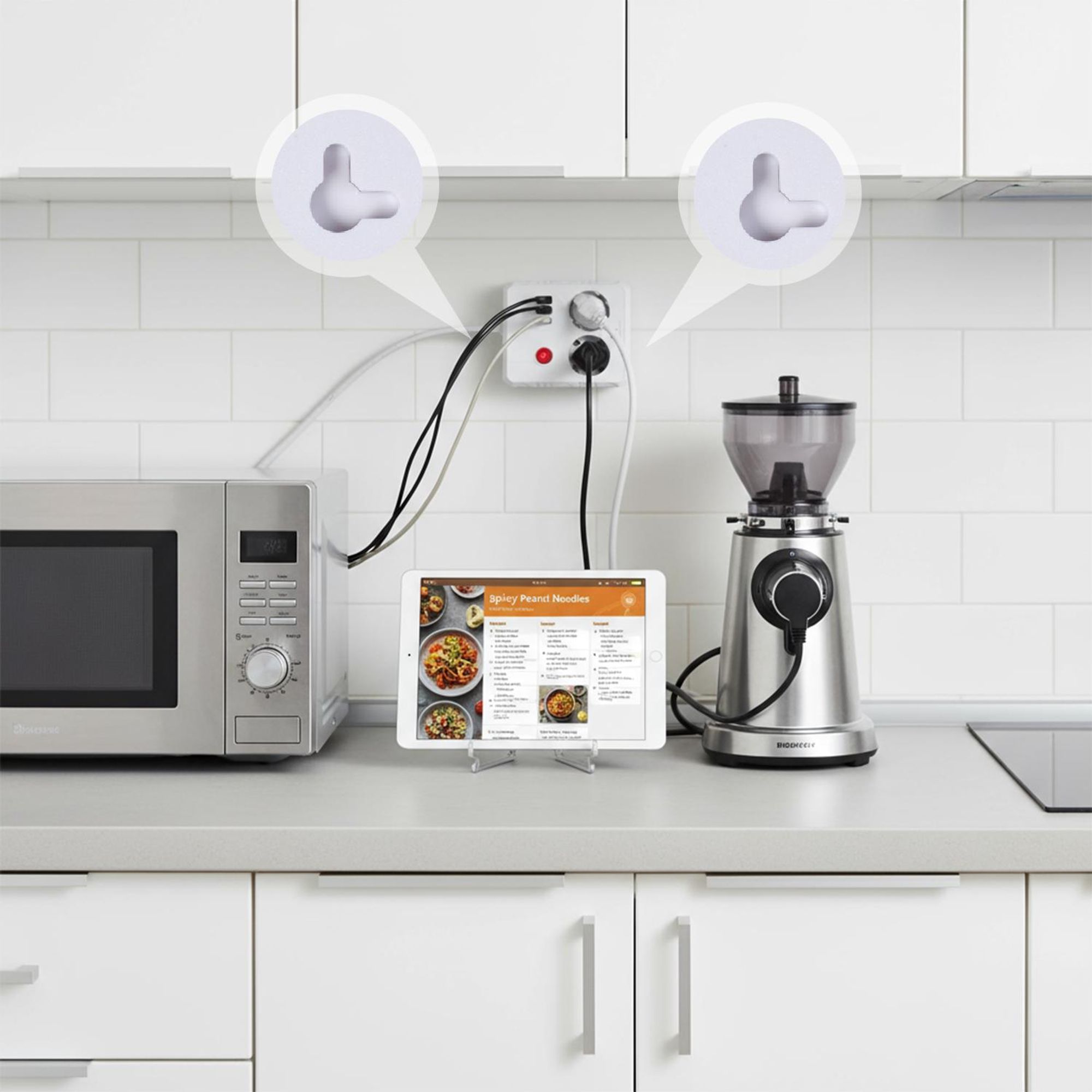 Maclean Steckdosenleiste Verlängerungskabel 2 Steckdosen + 3xUSB 110-240V AC 50/60Hz 2,1A max 2500W 1,5m weiß MCE387 W
