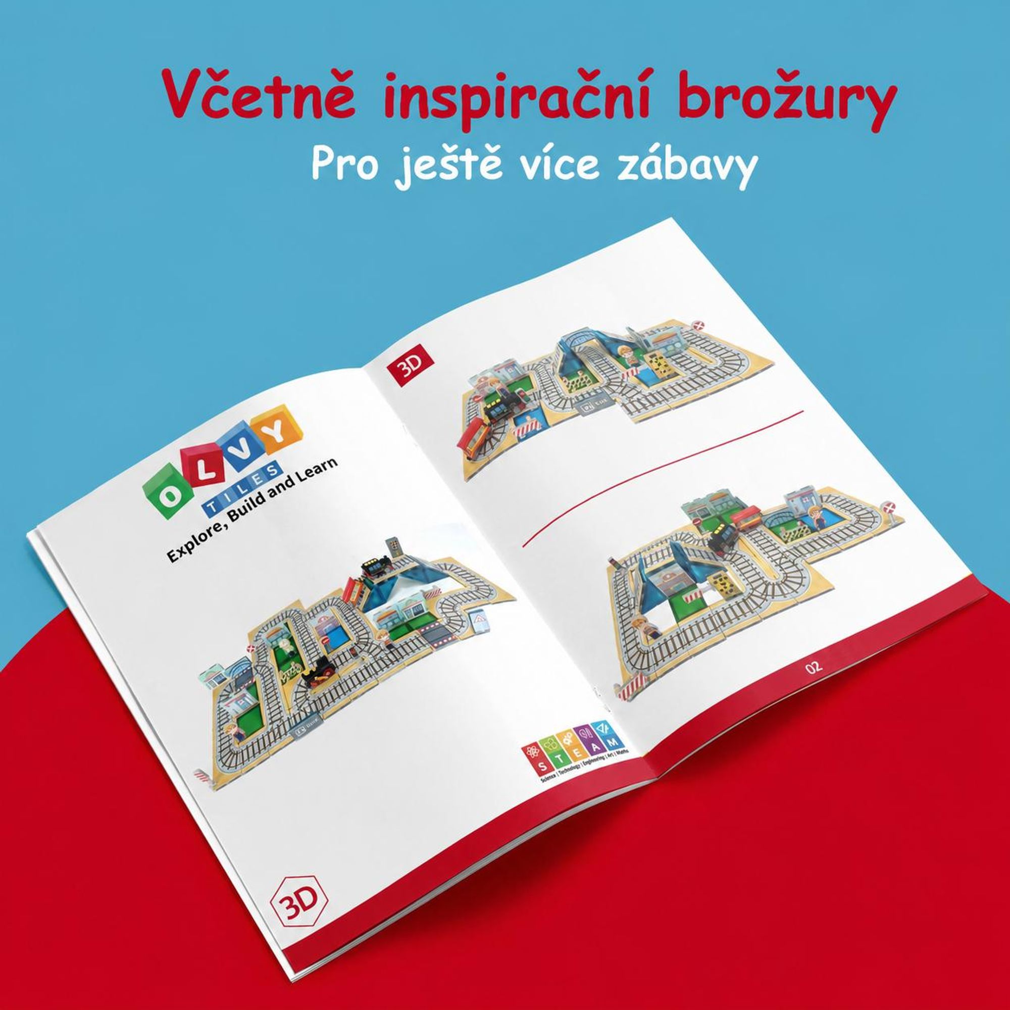 Sada magnetických kostek – vláček, montessori hračky, 112 ks, magnetické kostky pro děti, magnetické stavebnice, stavebnice vláčku, od 3 let, Magna, Olvy