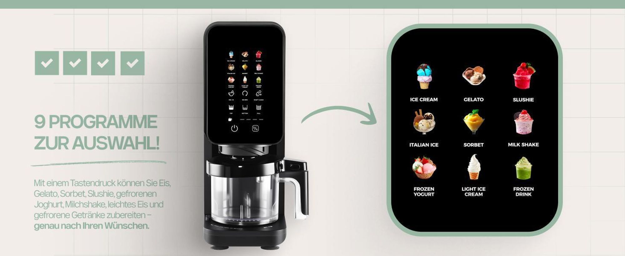4Swiss IB026 FlurryKing Eismaschine Eiscreme Maschine - Softeismaschine Slush Maschine Ice Cream Maker Gelato Sorbet Frozen Joghurt BPA-Frei Schwarz
