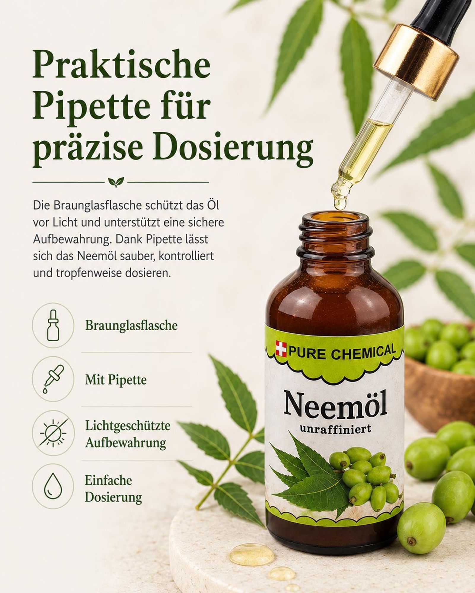 PURE CHEMICAL | Neemöl | unraffiniert | natürlich | kaltgepresst | 100 ml