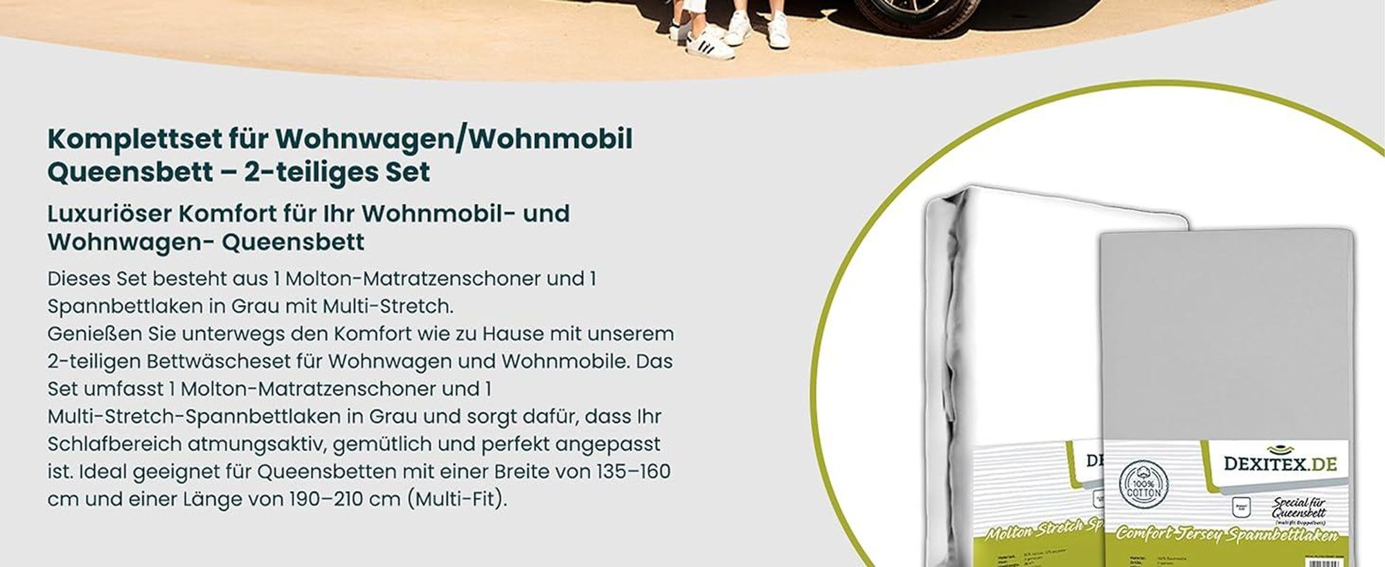 Wohnmobil in der Natur mit Spannbettlaken.