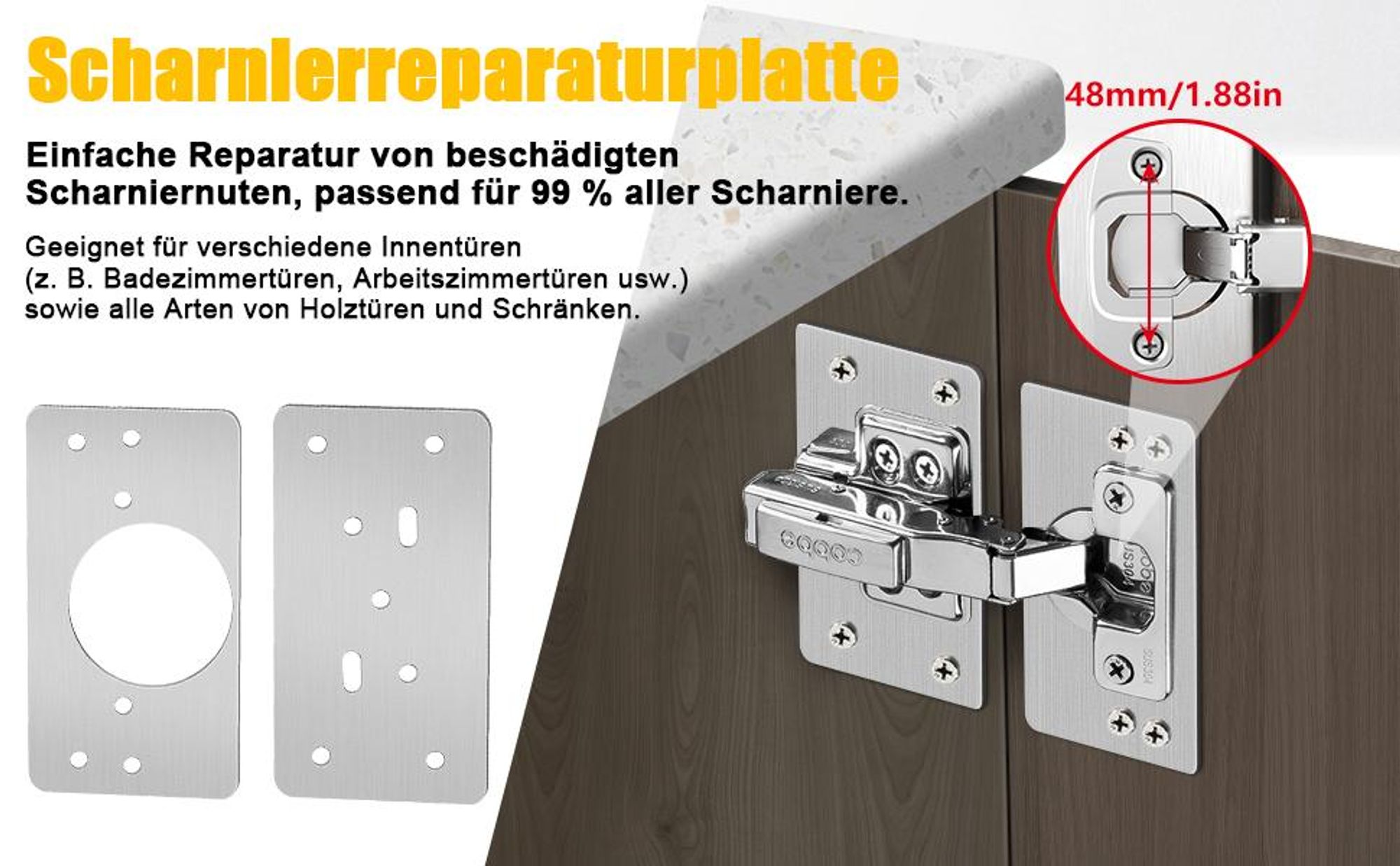 Scharnier, Türscharniere, Reparaturplatte, Möbelscharnier, für Geeignet, Möbel, Schublade, Fenster