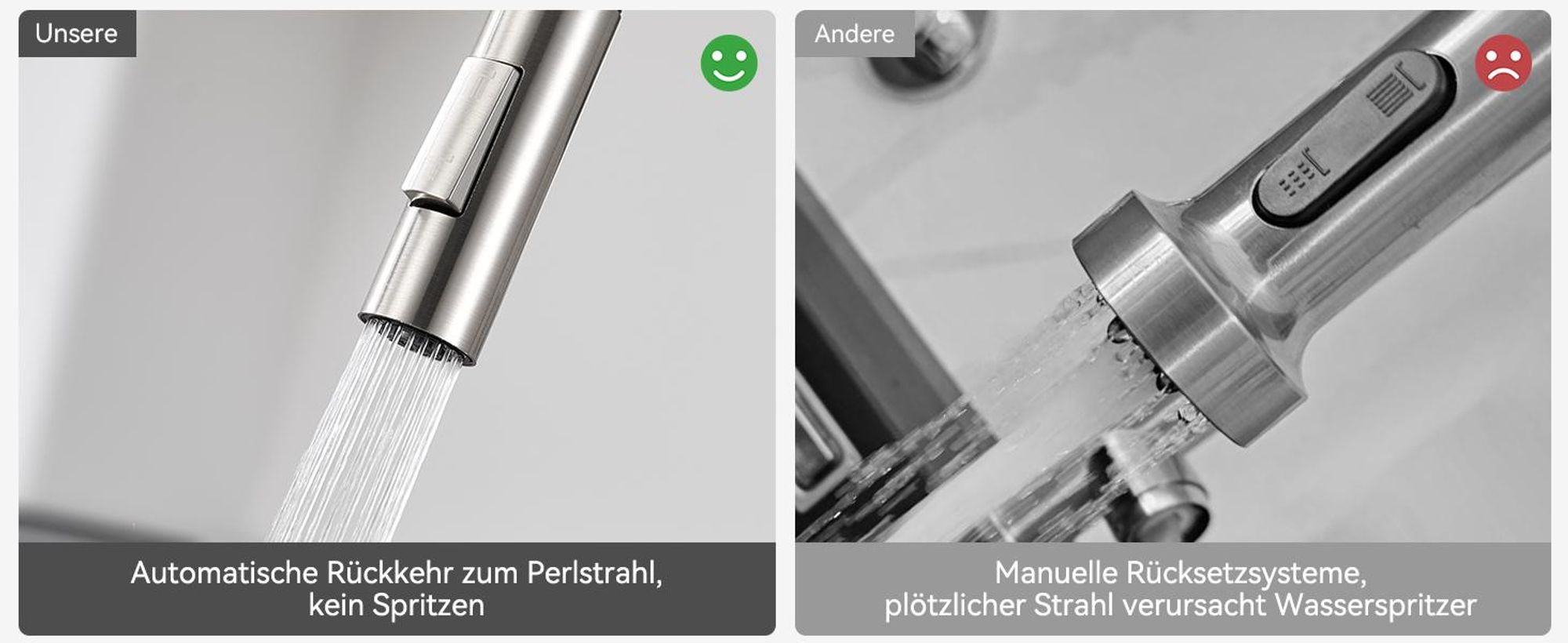 360° Drehbar, Ausziehbar Spültischarmatur, Cecipa Küchenarmatur 304 Edelstahl, 2 Strahlarten Wasserhahn, Einhandmischer für Spüle, Gebürstet