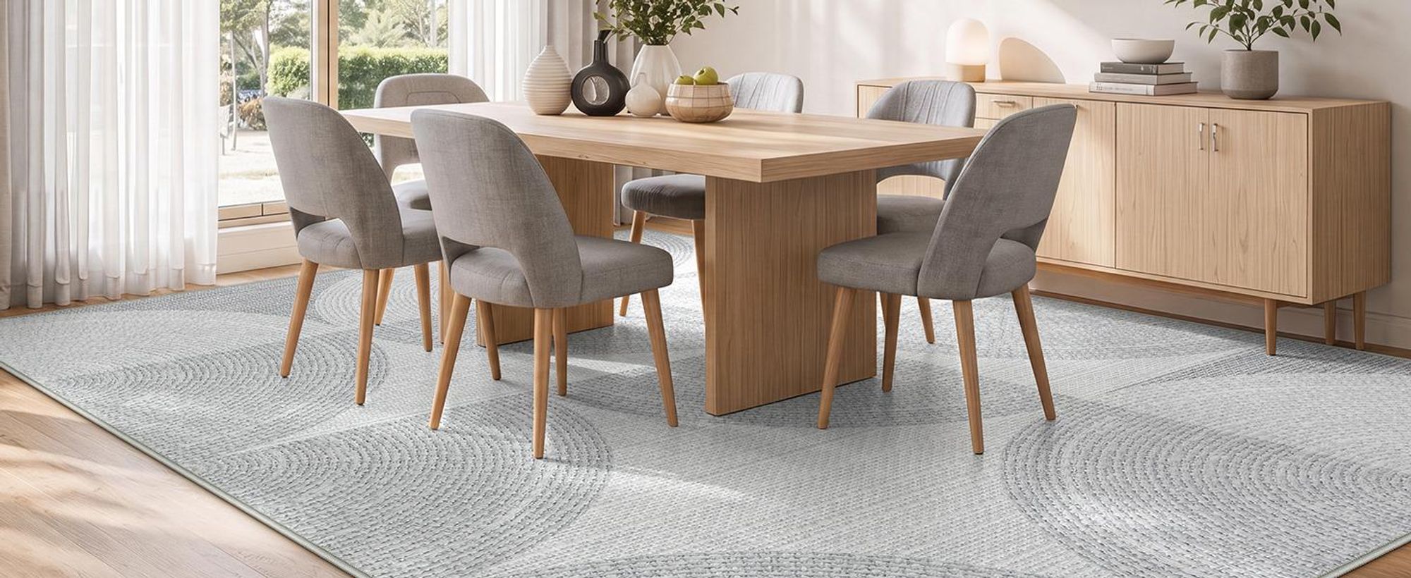 Tribesigns Geometrischer Teppich 160x230 cm, Modern Minimalist Kurzflor Teppich, Maschinenwaschbar Wohnzimmerteppich, Schlafzimmer Büro, Grau