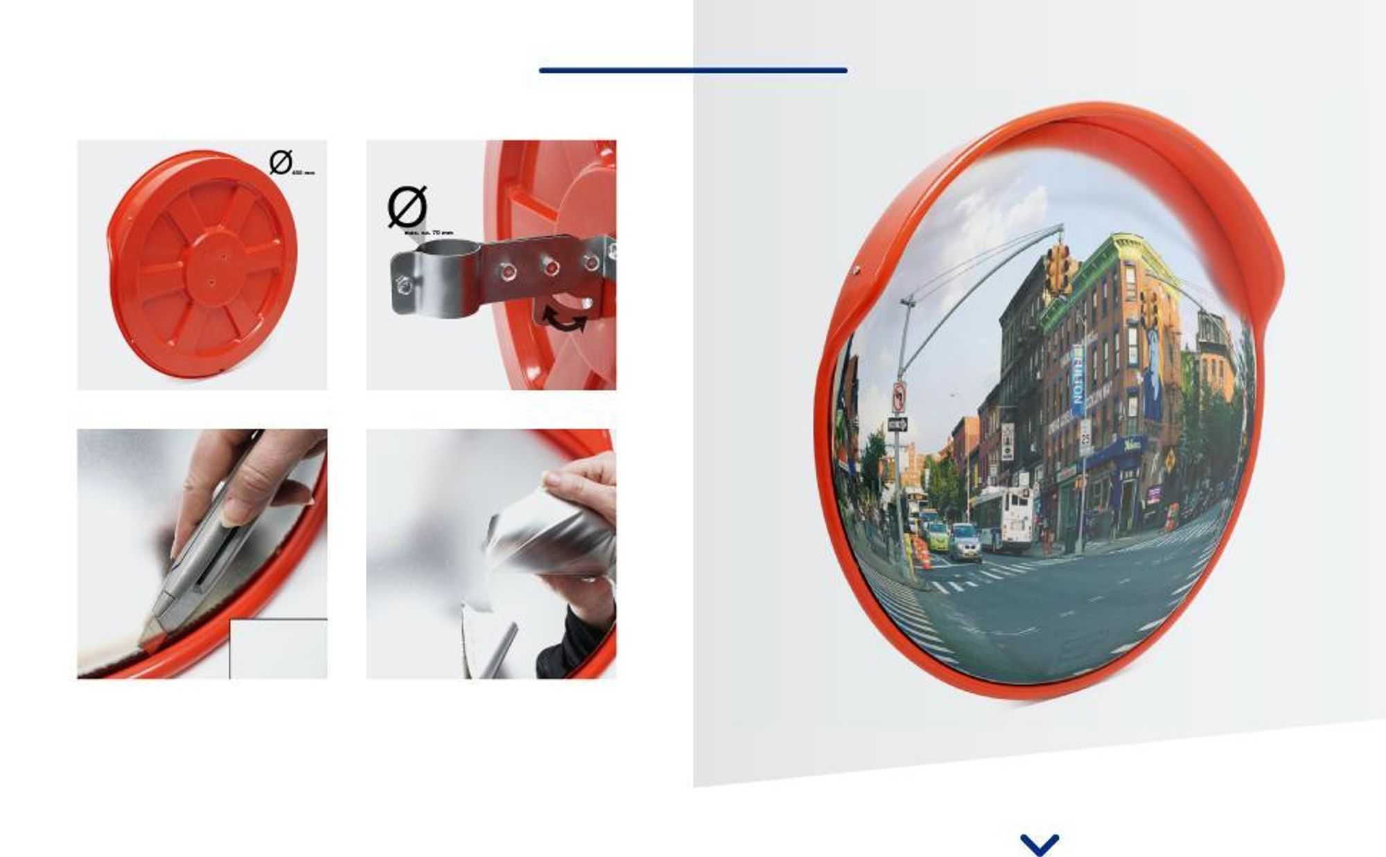 Wiltec Verkehrsspiegel 30 cm konvex, runder Sicherheitsspiegel mit 160° Sichtfeld, Konvexspiegel aus Polycarbonat, Überwachungsspiegel für Ausfahrten inkl. Montagematerial