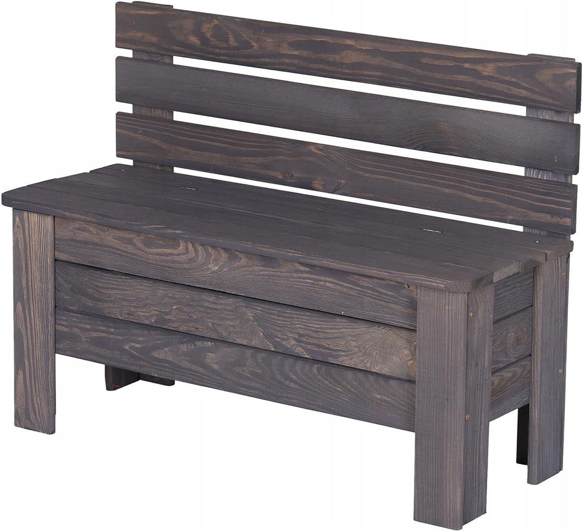 STOLMAK Gartenbox aus Holz 111 l 71x54x29 cm Schwarz Massivholz Kiefer Auflagenbox Kissenbox Holztruhe Sitzbank Gartenmöbel