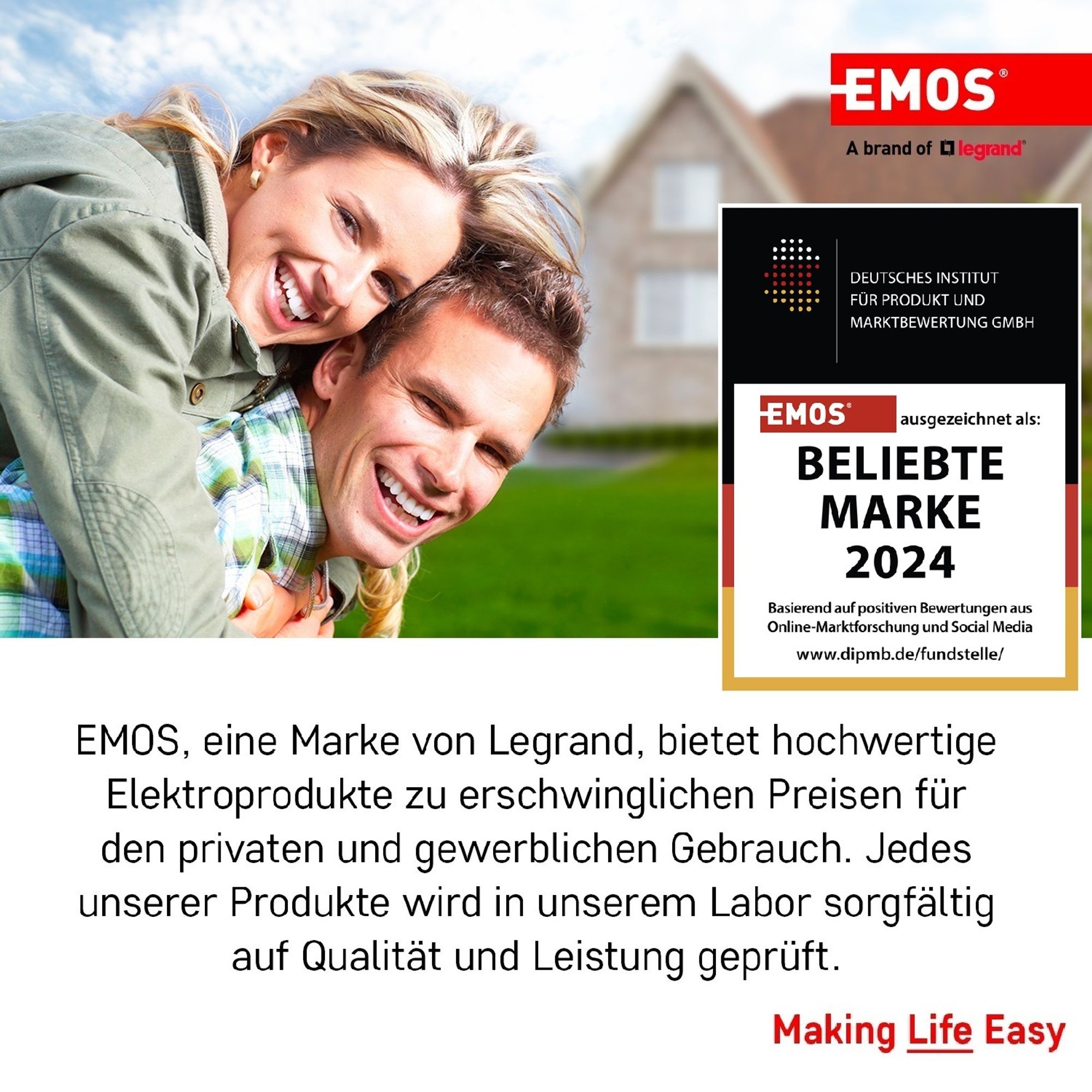 EMOS Steckdosenleiste 2-Fach mit 3 USB Ports, 1,4 m Kabel,  Wandmontage tauglich, 2x Steckdose, 1x USB-C, 2x USB-A, IP20 für Innen, weiß, P02214E