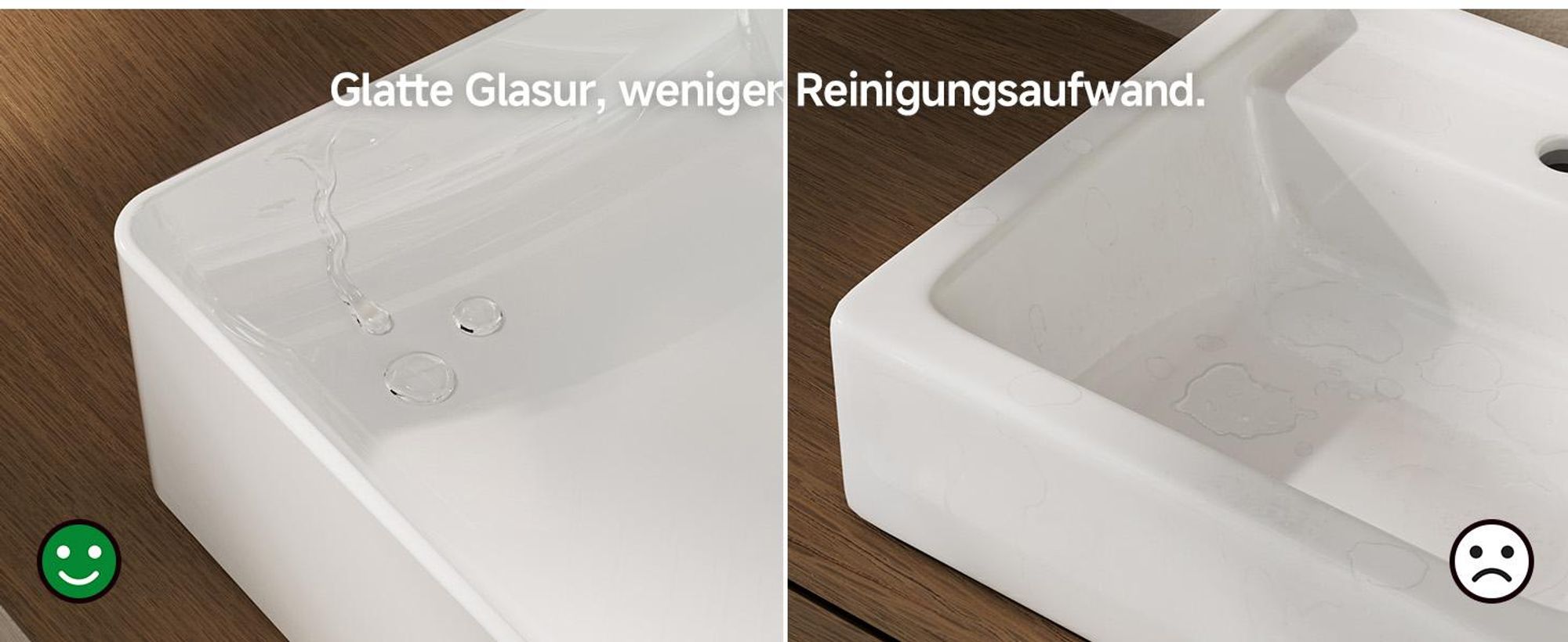 Waschbecken 50x42 cm mit Armatur Set, Keramik Aufsatzwaschbecken eckig, Cecipa MAX Badwaschbecken Wandmontage, Wasserfall Armatur pflegeleicht