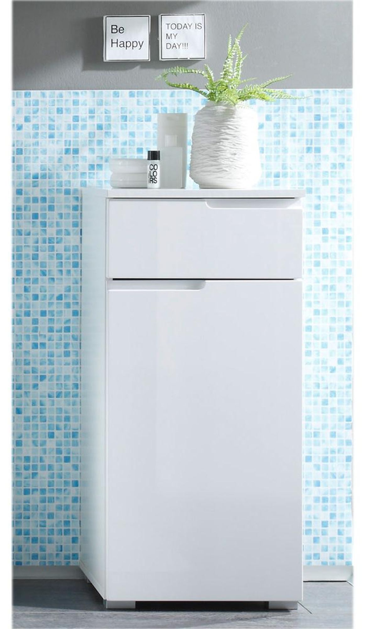 Suzette I Unterschrank – Moderner Badezimmerschrank mit Hochglanzfront und Stauraum