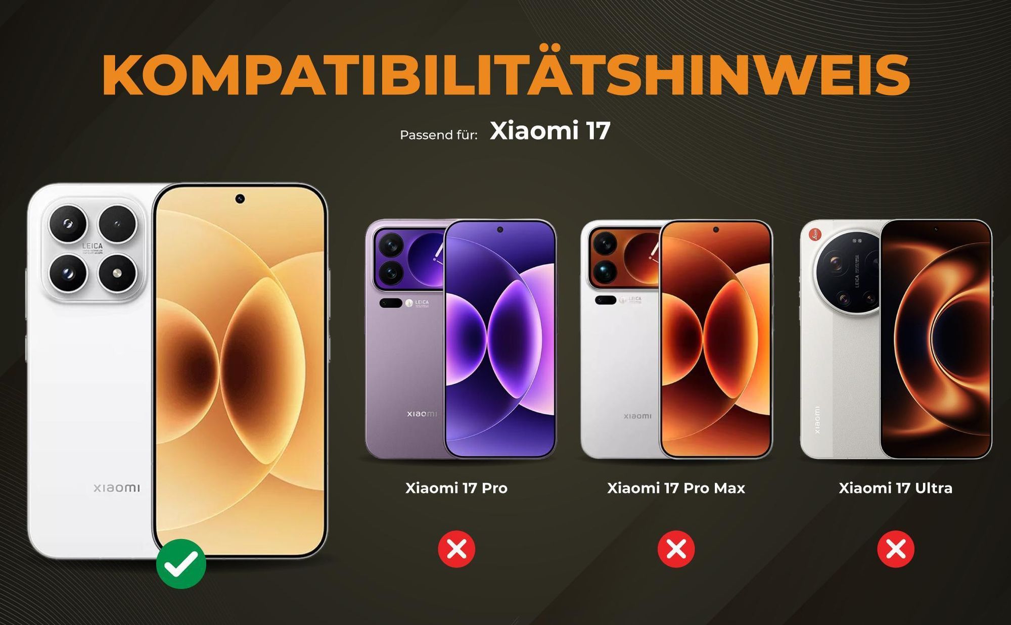 Kompatibilitätshinweise Hülle für Xiaomi 17