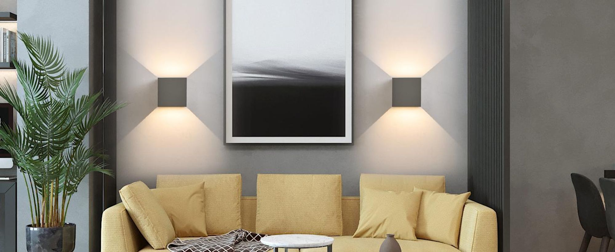 ZMH 2 Stück LED Wandleuchte Aussen 5W Grau Wandlampe Warmweiß Up Down Außenleuchte IP65 Wasserdicht Außenlampe Treppenhaus Hauswand Aussenlampe Flur