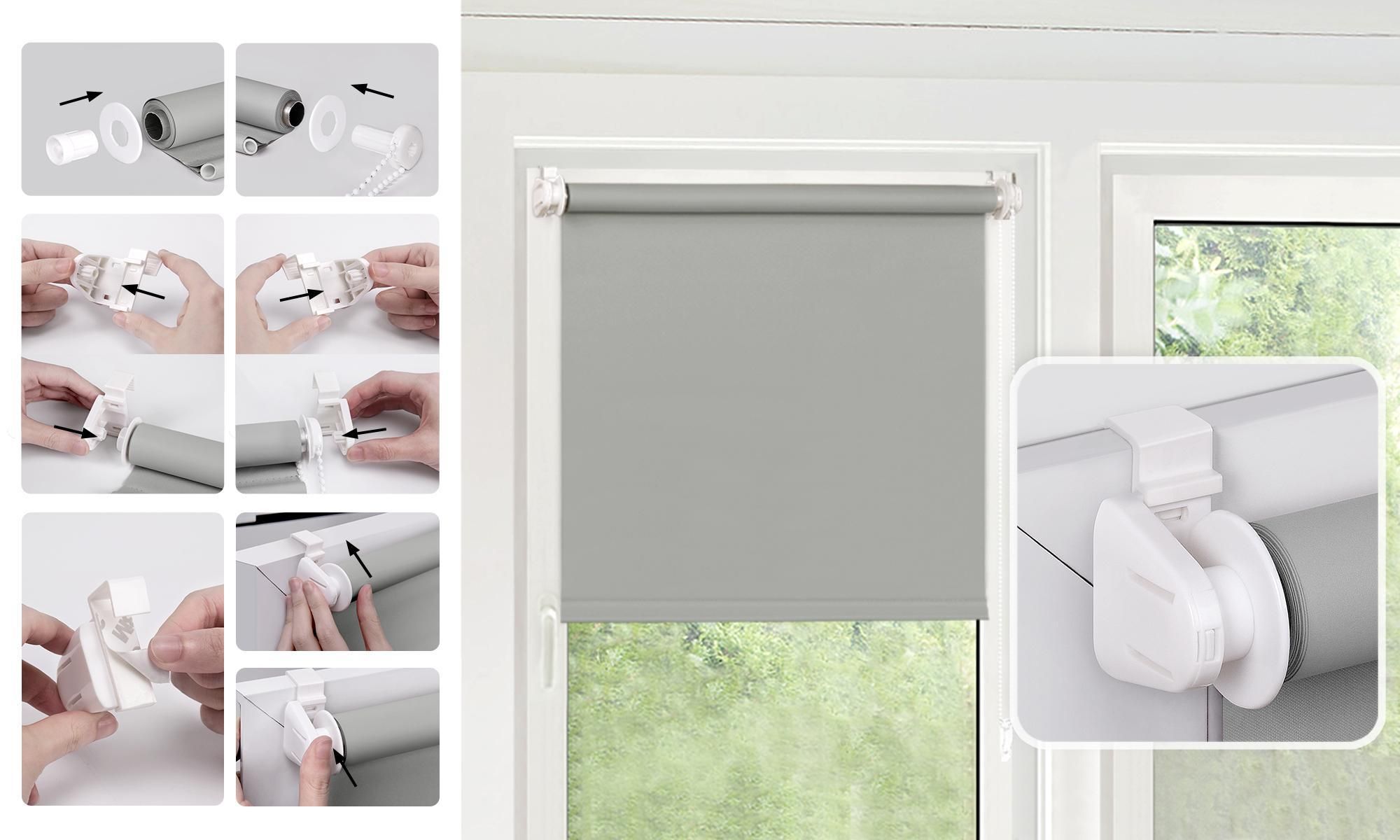 Verdunkelungsrollo Fenster ohne Bohren Klemmfix 80x150cm dunkelblau VICTORIA M