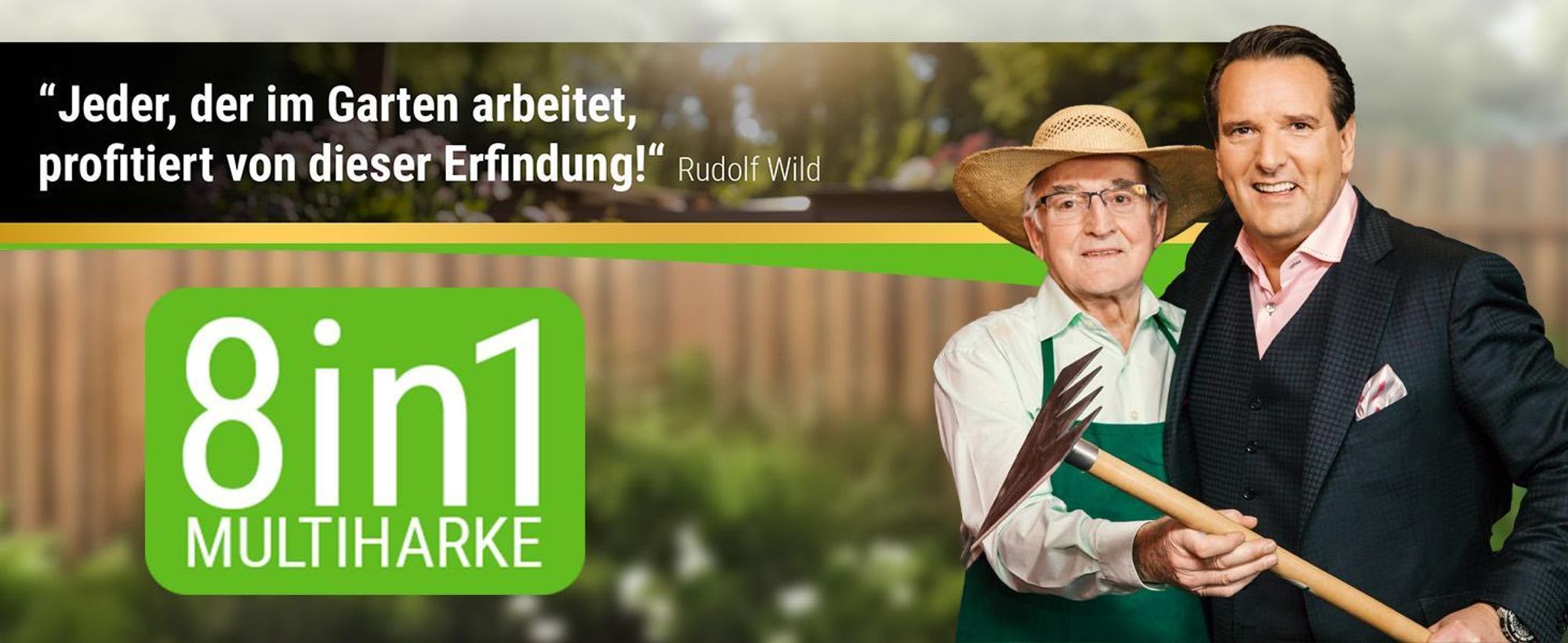 RUWI MULTIHARKE 8in1 | Garten Harke - mit Stiel - Rückenschonend - Gemüse & Blumen Beet - Unkraut jäten - Boden lockern - Pflanzlöcher graben
