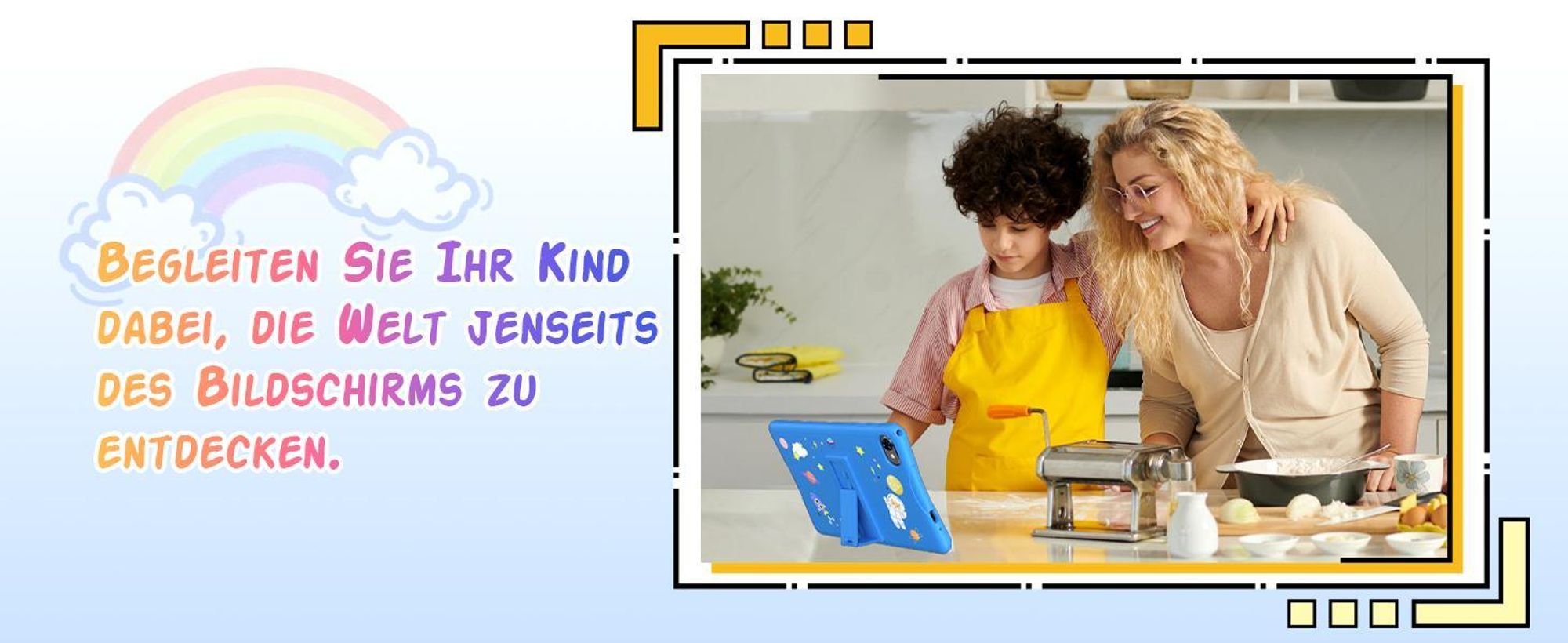 Tabwee K10 Kids 10.1" Rosa Tablet, Google Kids Space, 4GB RAM+64GB ROM, Android 15 WiFi Tablet für Kind mit Kindgerechte Hülle und Stift, 5000mAh