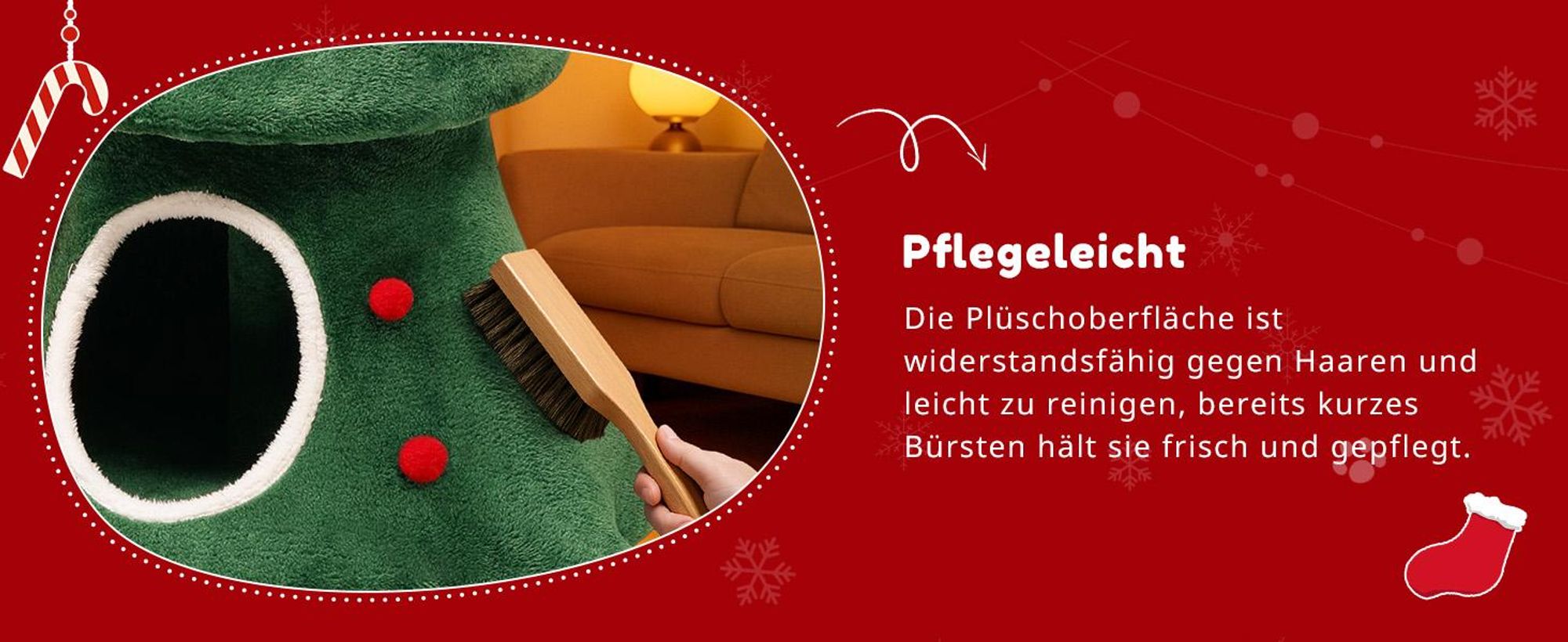 COMHOMA Kratzbaum 144 cm hoch im Weihnachtsbaum-Design, mehrstöckiger Katzenbaum mit Katzenhaus, Plattformen & Spielbällen, Stabiler Kletterbaum für K