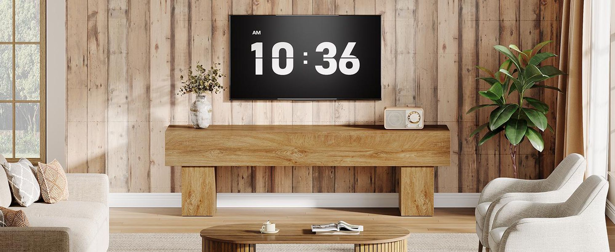 Tribesigns 160 cm TV-Schrank, niedriger TV-Konsolentisch für Wohnzimmer, 40 x 160 x 50 cm, Fernsehschrank für 140-165 cm Fernseher