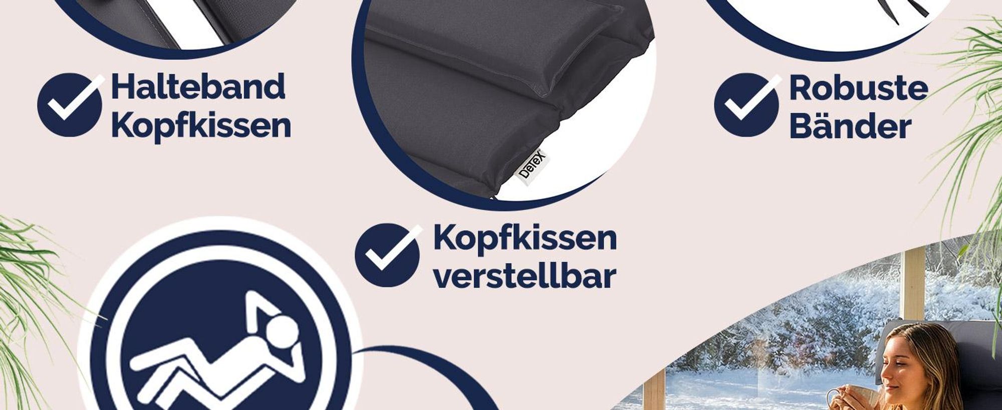 DETEX® Auflagenpolster passend für Schaukelliege, inkl. Kopfkissen