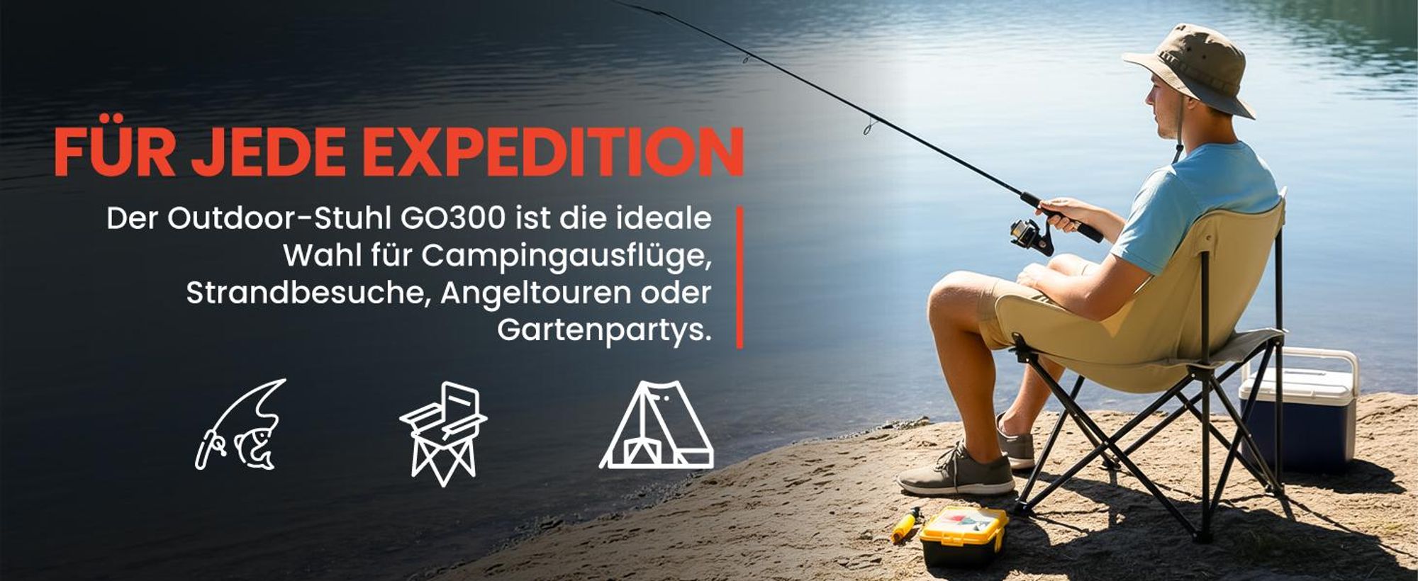 Campingstuhl Outdoor Klappstuhl mit Getränkehalter Tragetasche leicht 120kg Beige