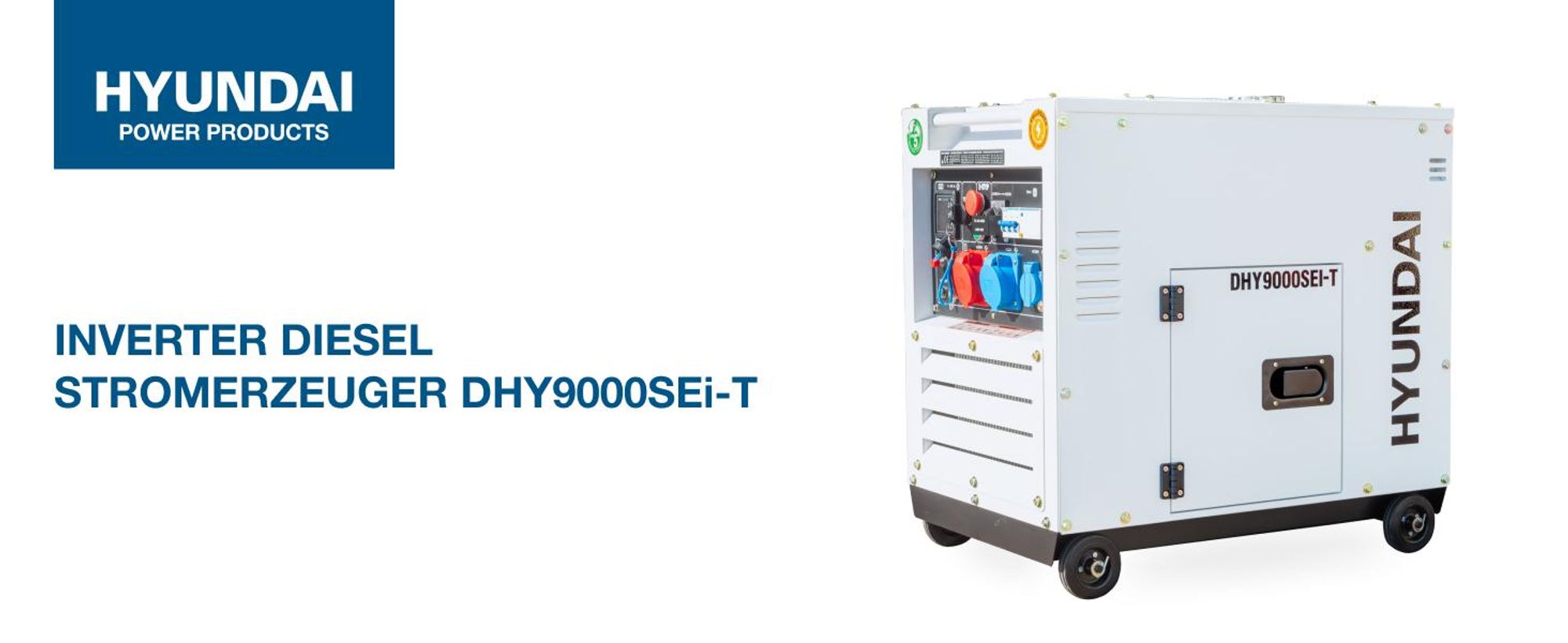 HYUNDAI Diesel Inverter Generator DHY9000SEi-T – 6,5 kW / 8,1 kVA Stromerzeuger mit E-START, ATS-Anschluss, 230V & 400V – Diesel Notstromaggregat