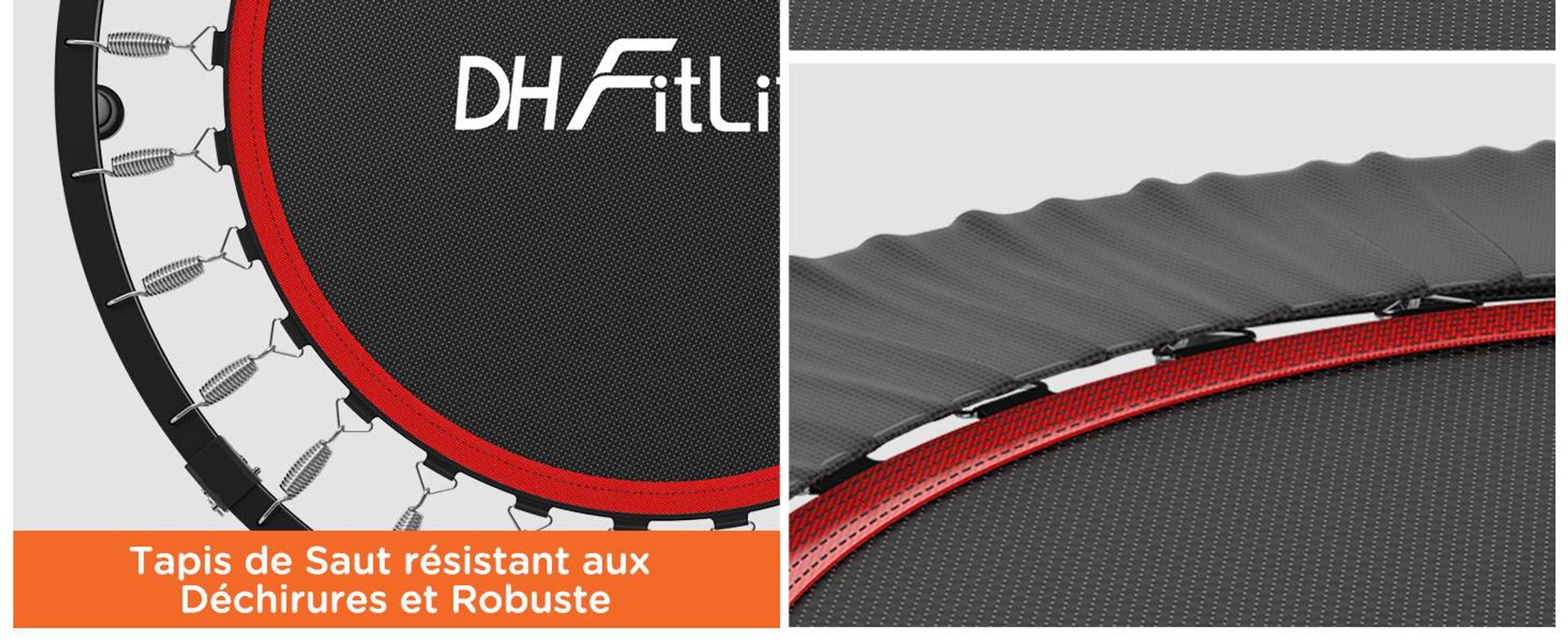 DH FitLife Trampoline de Fitness Pliant Ø102 cm – Capacité 150 KG, 4 Niveaux de Poignée Réglables, Stable pour Enfants et Adultes