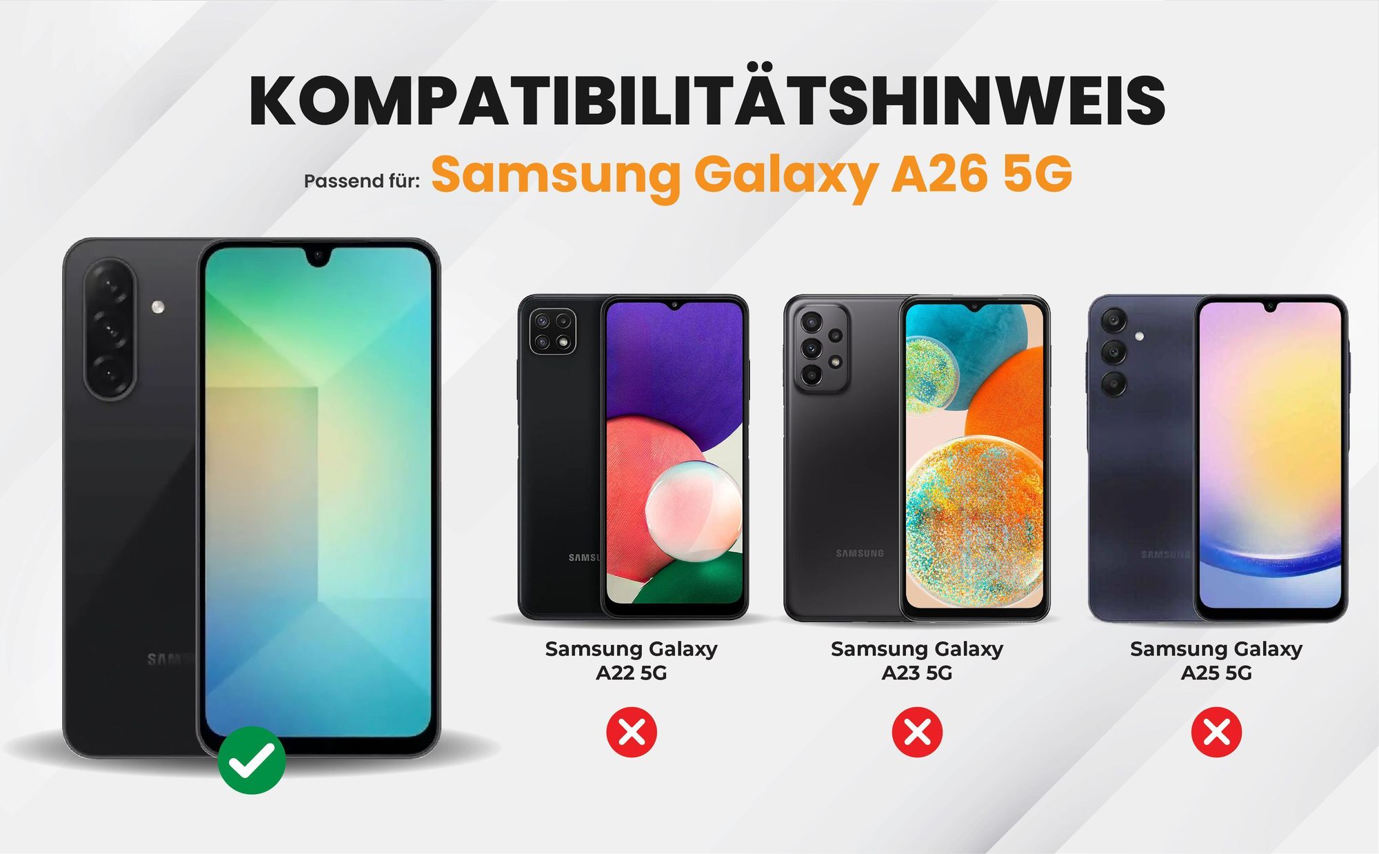 Kompatibilitätshinweise Hülle für Samsung Galaxy A26 5G