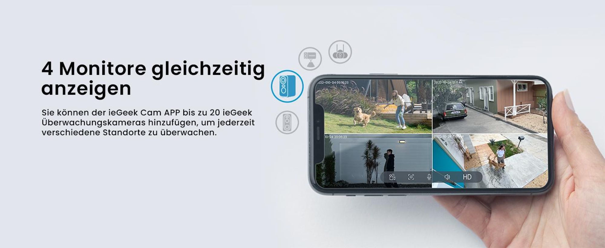 Überwachungskamera Aussen Akku Solar - 2K Kamera Überwachung Aussen WLAN Outdoor kabellos Solarpanel