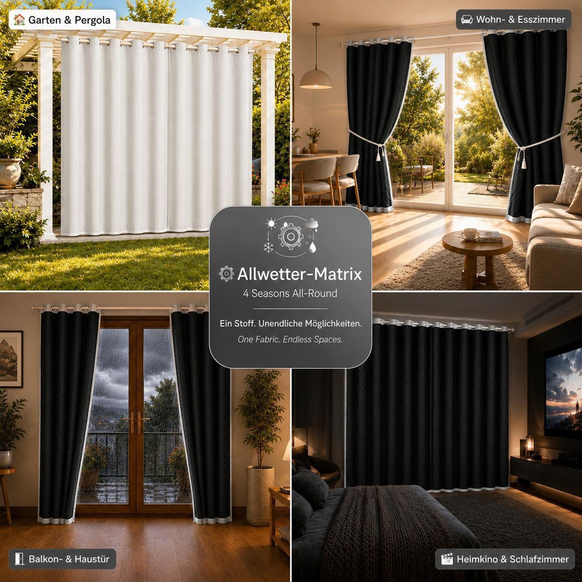 1x Outdoor Thermovorhang gegen Kälte und Hitze – Türvorhang, wasserdicht, Verdunkelungsvorhang mit Ösen für Garten Terrasse, Fenstervorhang, 132x213cm