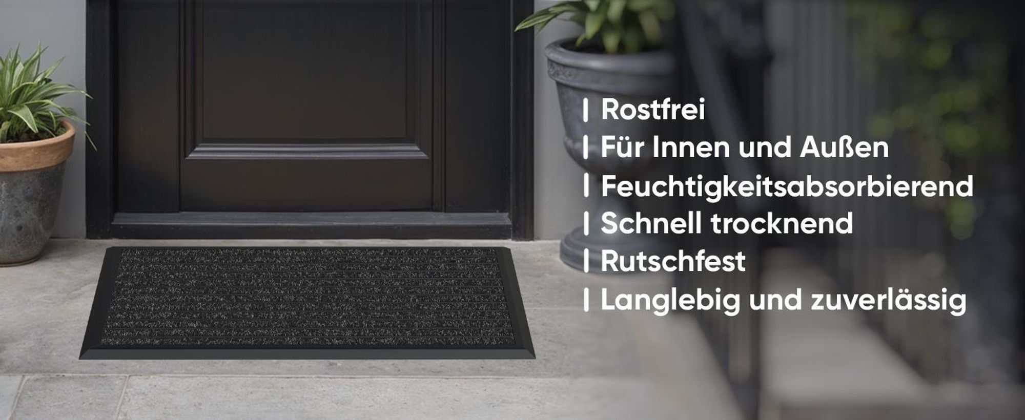 Fußmatte Außen Schmutzfangmatte für Draußen - 40 x 60 cm schwarzem Aluminiumrand Wetterfester Fußabstreifer Outdoor Fußmatte