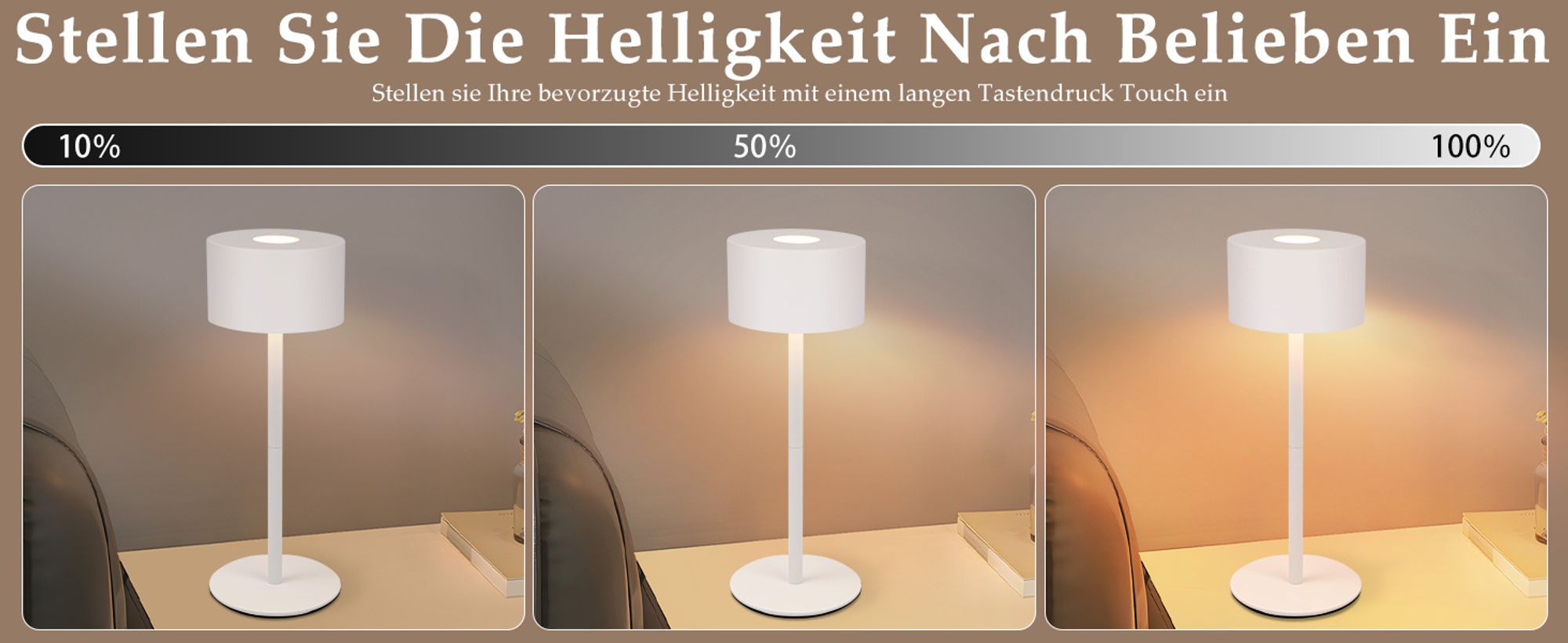 ZMH Tischleuchte Weiß 2ER nachttischlampe Touch Dimmbar Akku Tischlampe Kabellos LED USB mit 3 Farbtemperaturen Höhenverstellbar Aufladbar