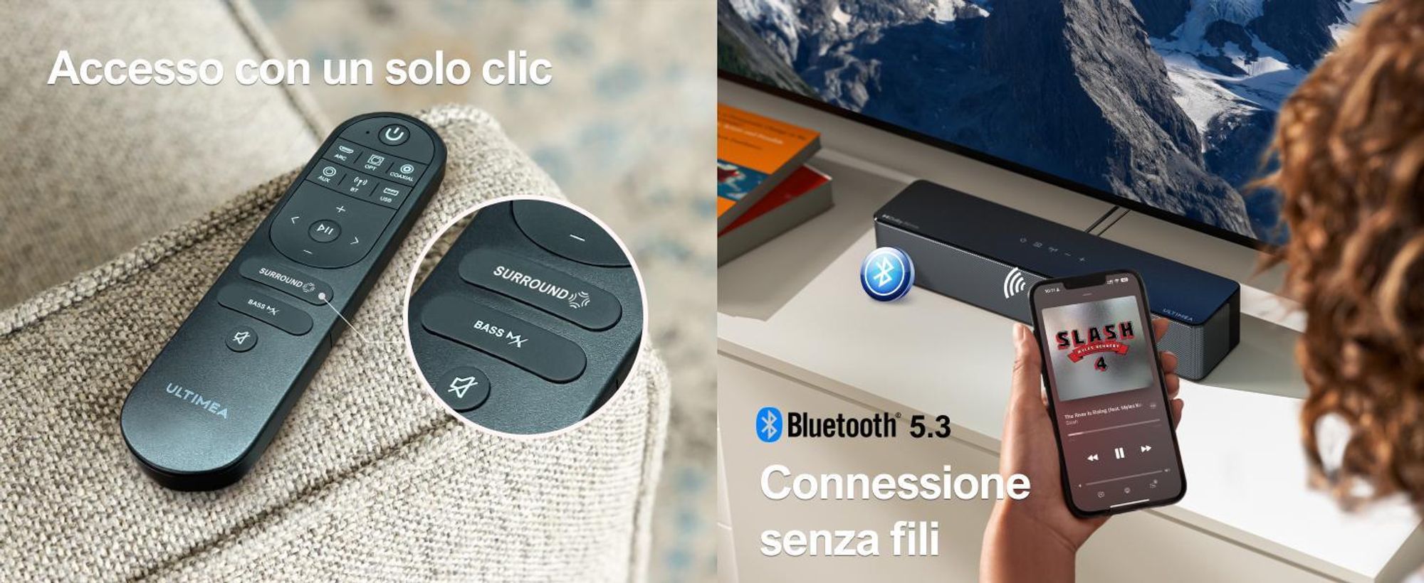 Soundbar ULTIMEA Poseidon D60 5.1 Dolby Atmos (410 W, suono surround e bassi regolabili, HDMI eARC)