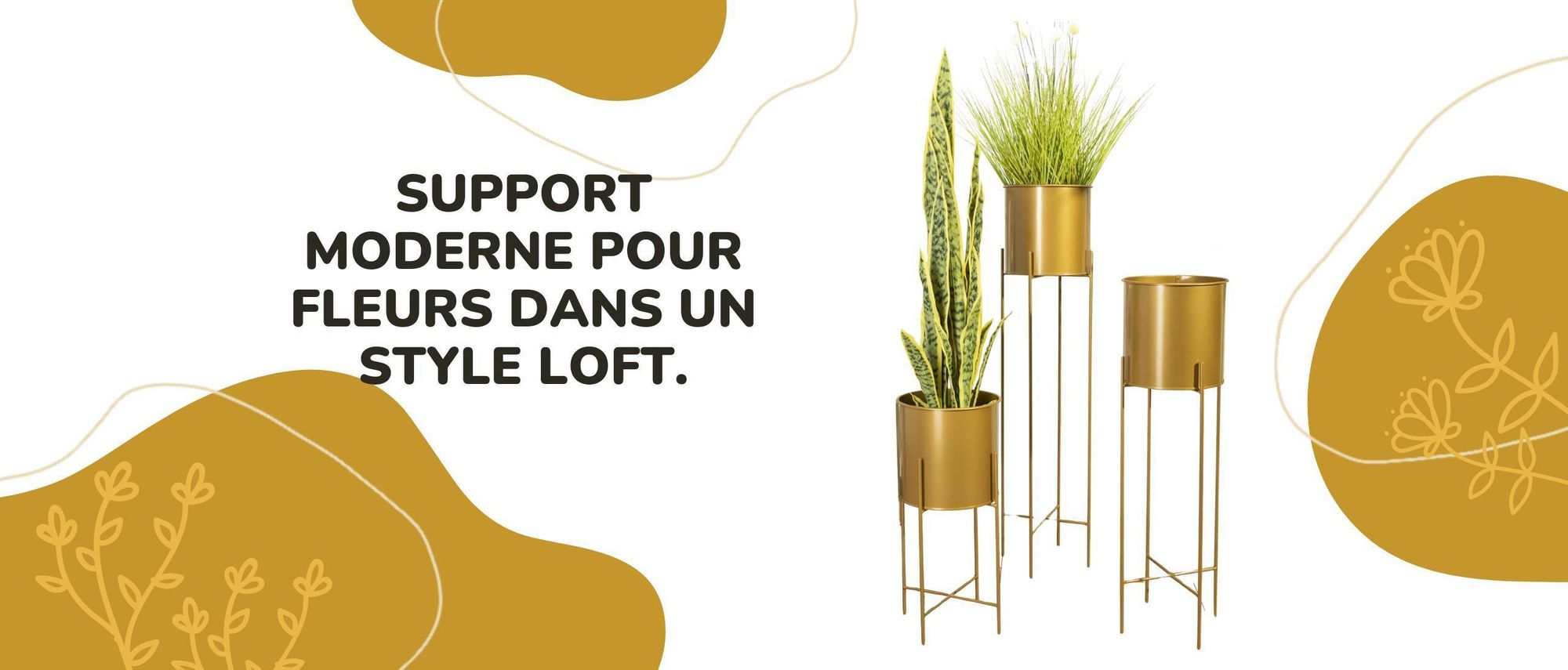 Howhomely, support pour plantes, support pour fleurs, pot de fleurs, métal, noir, doré