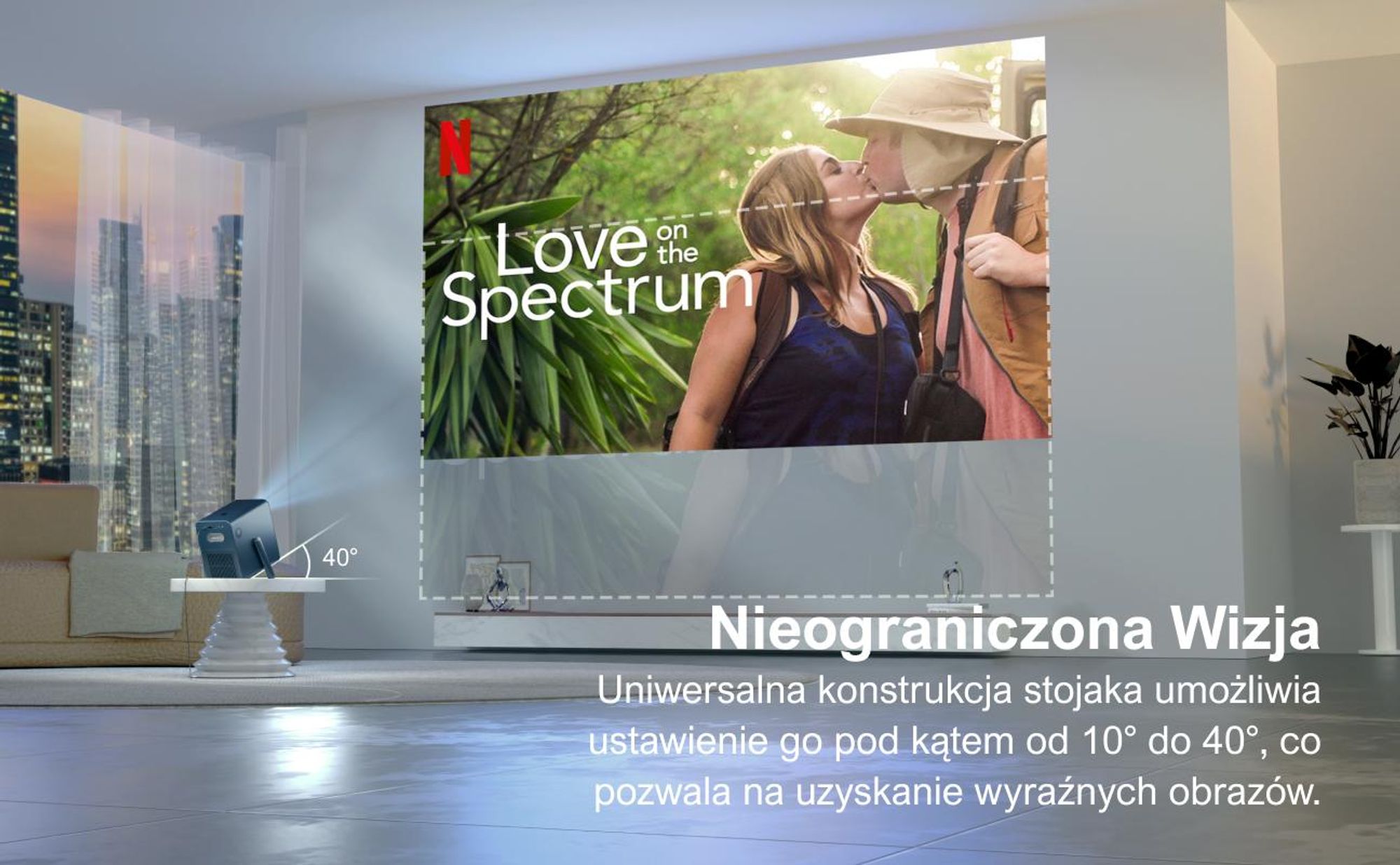 Projektor ULTIMEA Android TV 11.0 z NETFLIX, projektor kina domowego 4K o jasności 1000 ANSI lumenów, Dolby Audio, uchwyt do przenoszenia, Poseidon E40 Smart Series