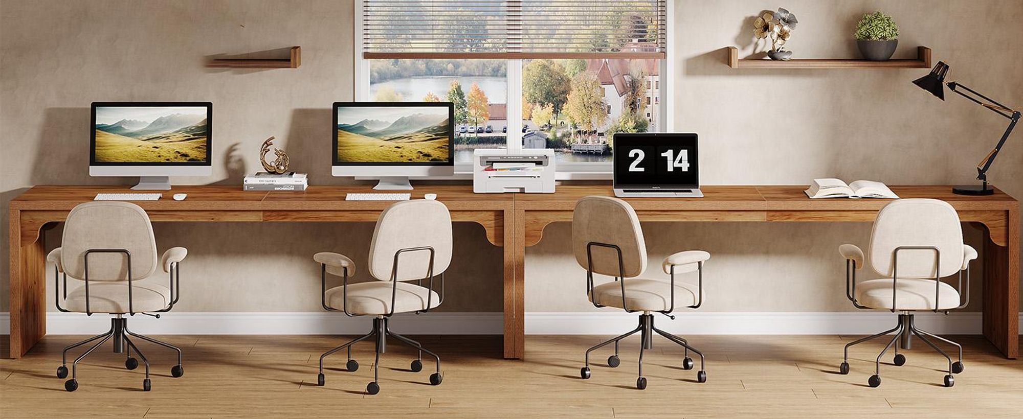 Tribesigns Scrivania Scrivania per computer 180 x 59 x 75 cm Doppia scrivania lunga, scrivania per PC Scrivania per ufficio Tavolo da lavoro Tavolo da pranzo Mobili per ufficio, Marrone