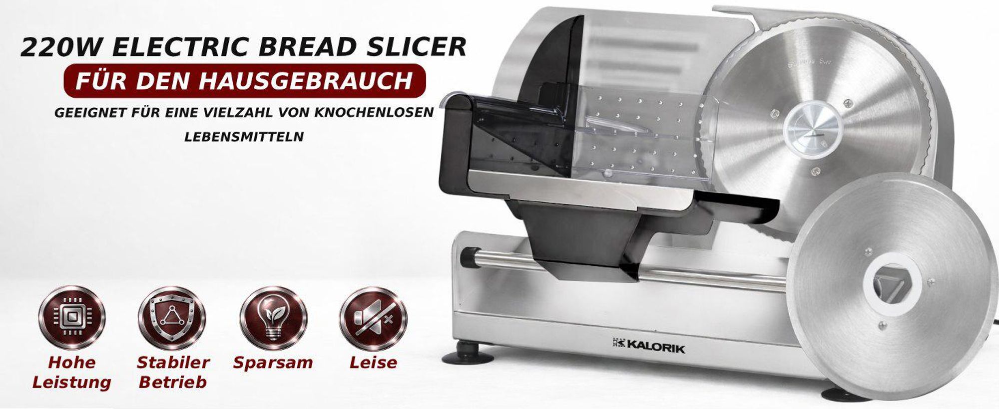 METALL-AUFSCHNITTMASCHINE MIT ZWEI AUSTAUSCHBAREN KLINGEN Silber 220W Schnittstärkeregulierung KALORIK