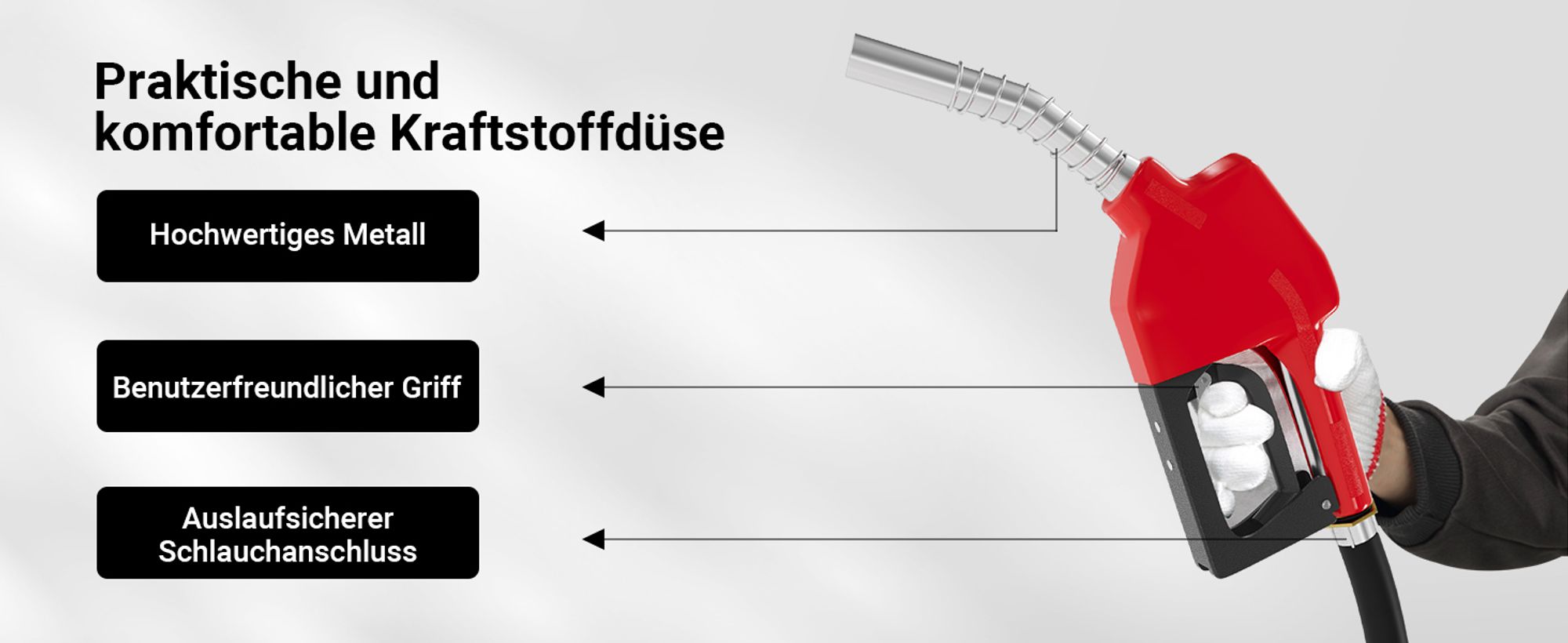 Wiltec Heizöl- und Dieselpumpe 230V/550W 60l/min selbstansaugende Pumpe mit automatischer Pistole, Kraftstoffpumpe, Absaugpumpe
